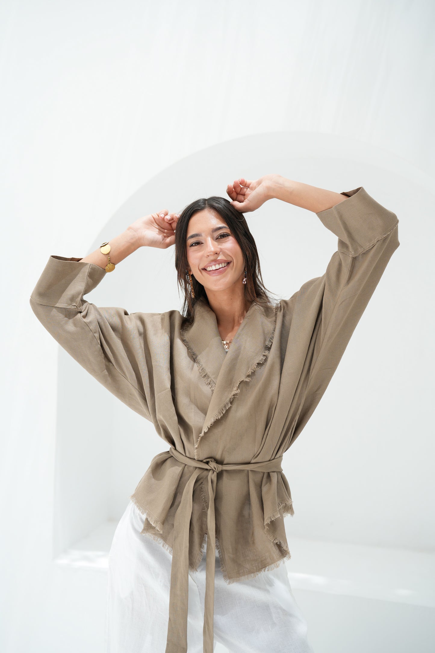 Sun Chaser Linen Cardigan - Taupe