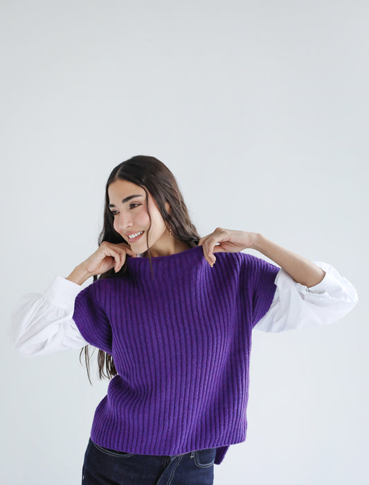 Sun Dazed Knit Vest - Purple