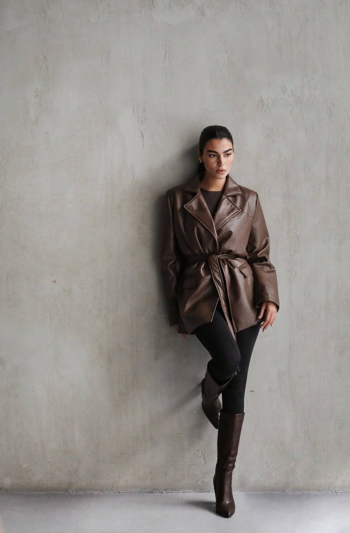 Going Places Leather Blazer (Long Version)  - Brown