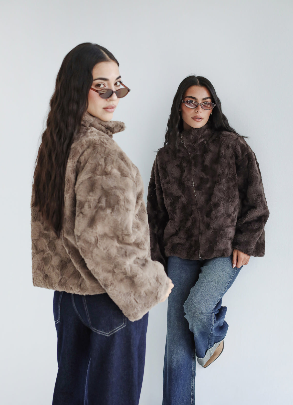 Mixed Feelings Fur Jacket in Taupe