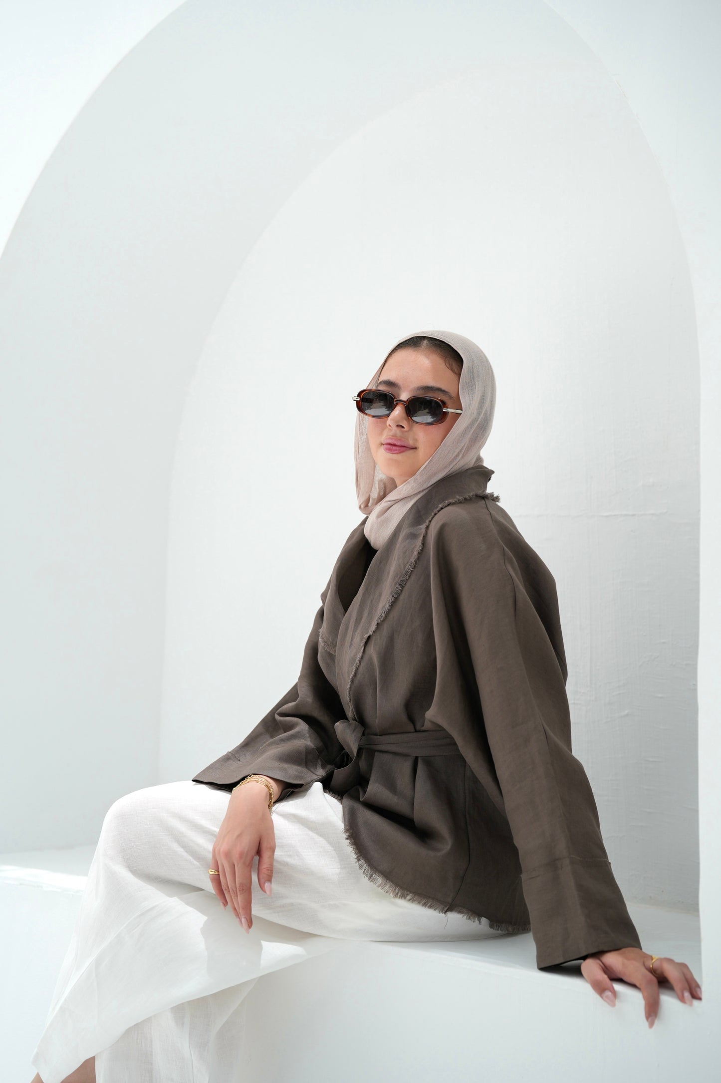 Sun Chaser Linen Cardigan - Mushroom