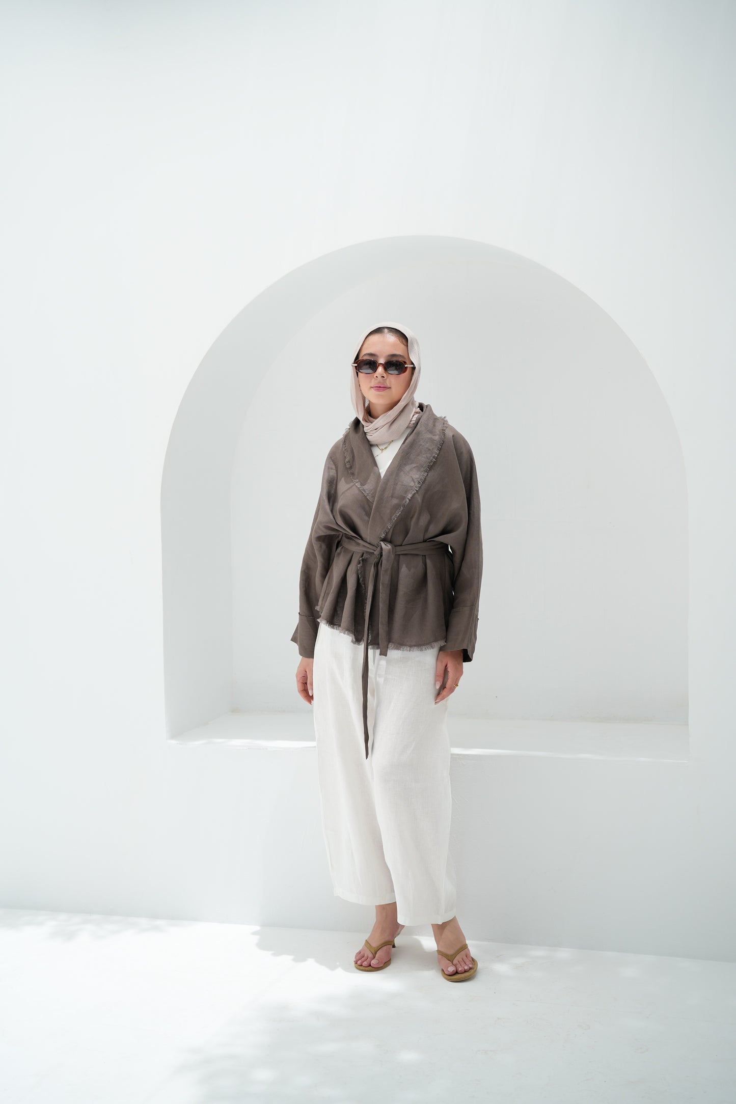 Sun Chaser Linen Cardigan - Mushroom
