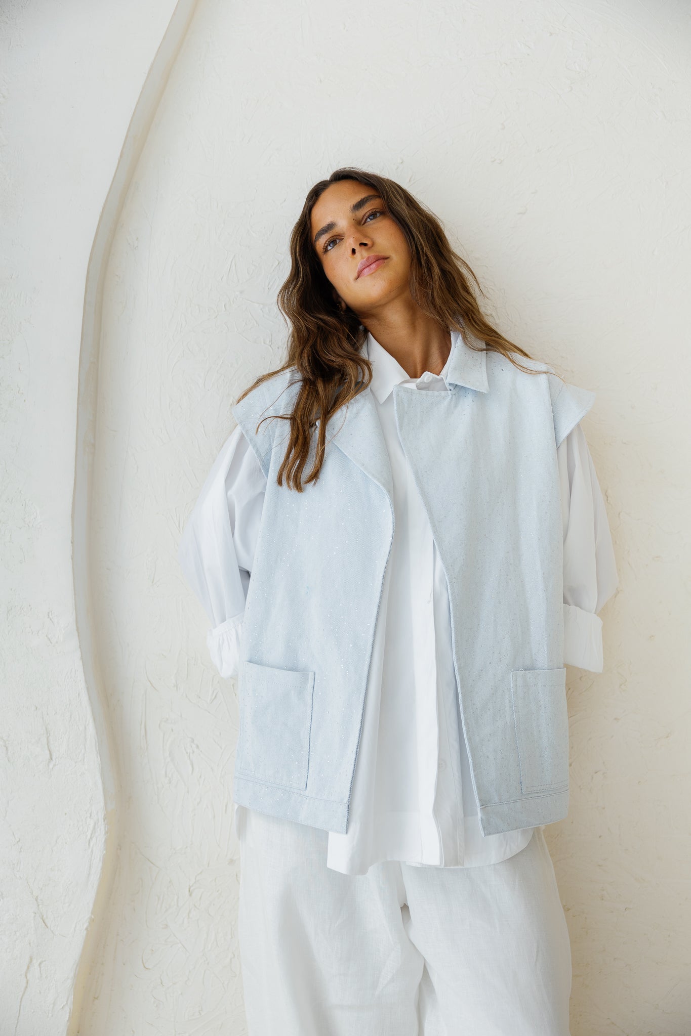 You Have My Heart Denim Vest - Light Blue