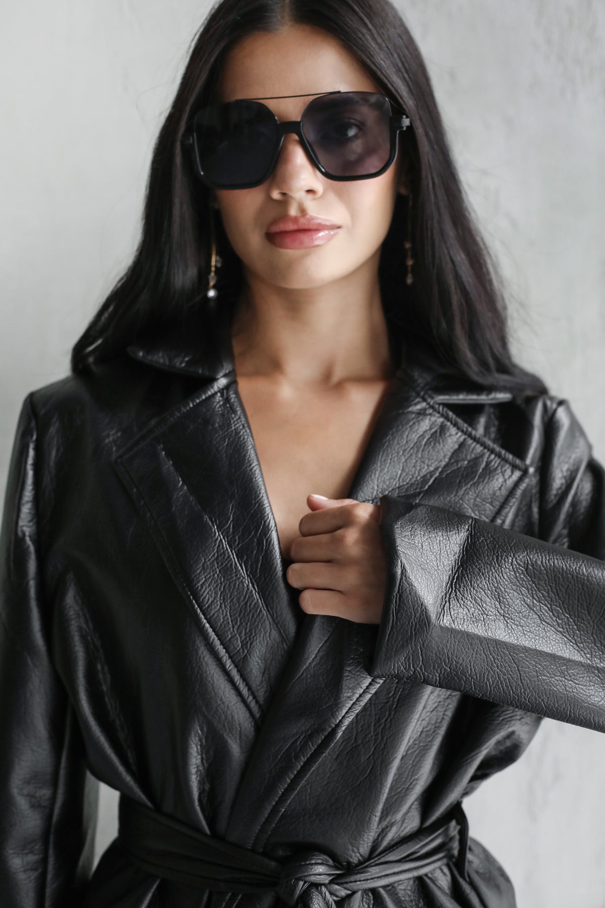 Going Places Leather Blazer (Long Version)  - Black
