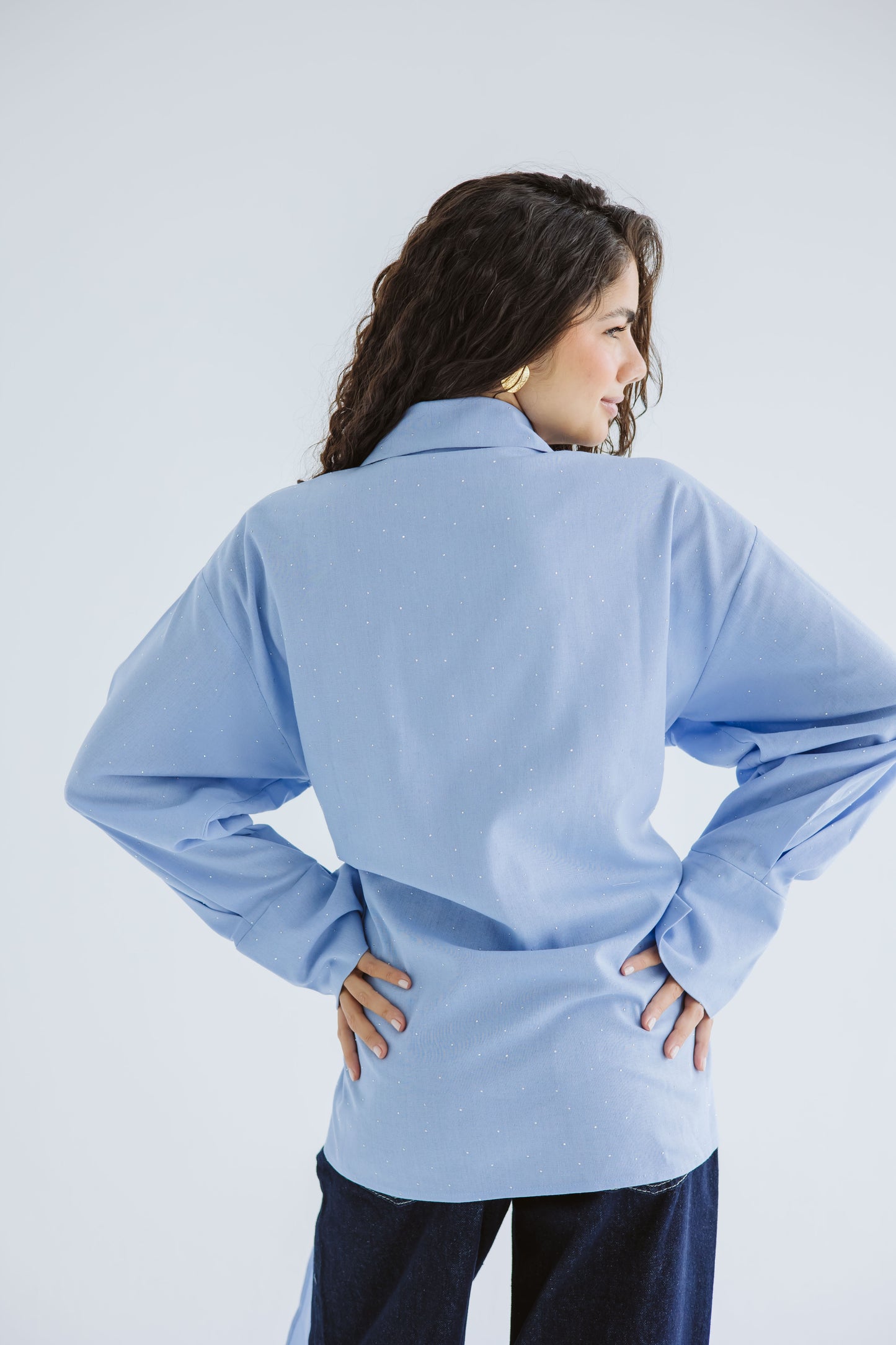Studded Wrapped In A Dream Top - Cloud Blue
