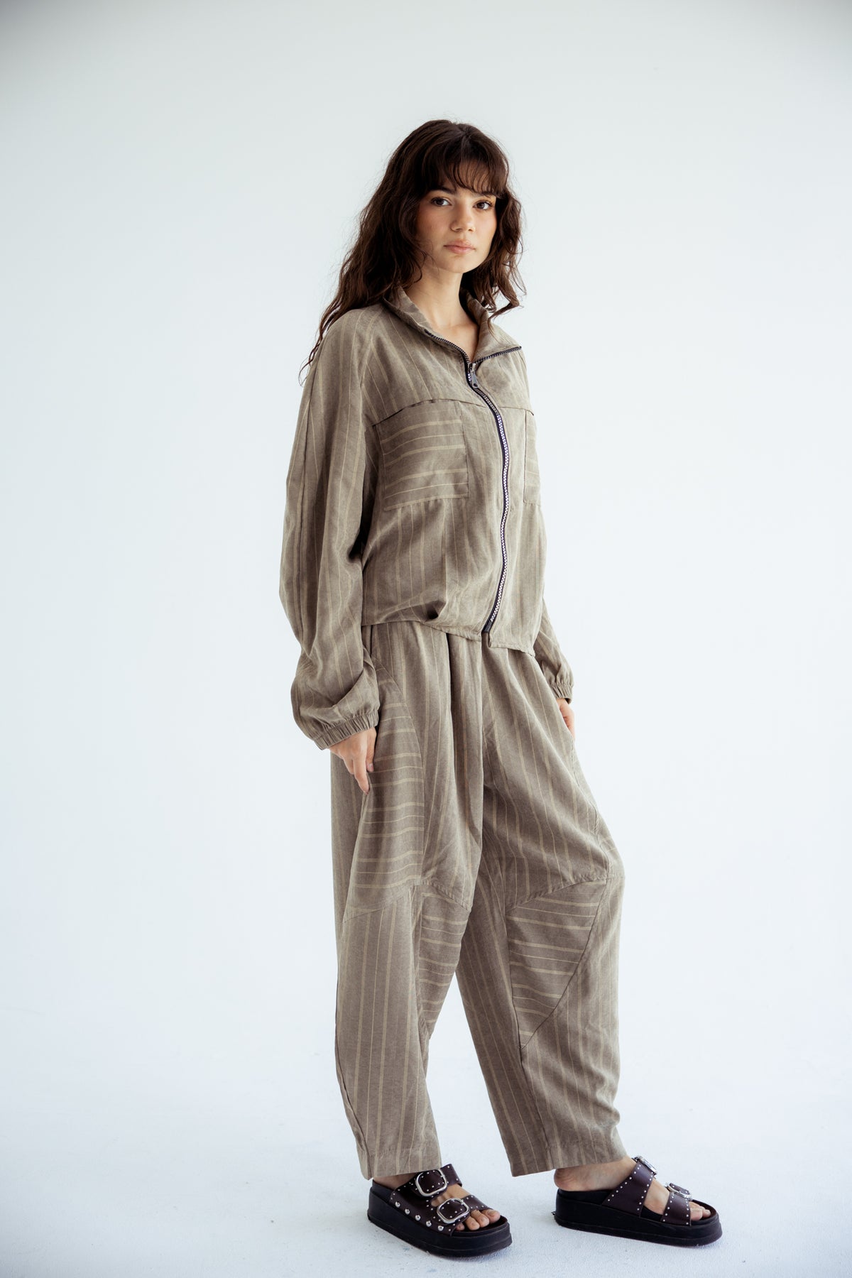 Now or Never Striped Set - Olive
