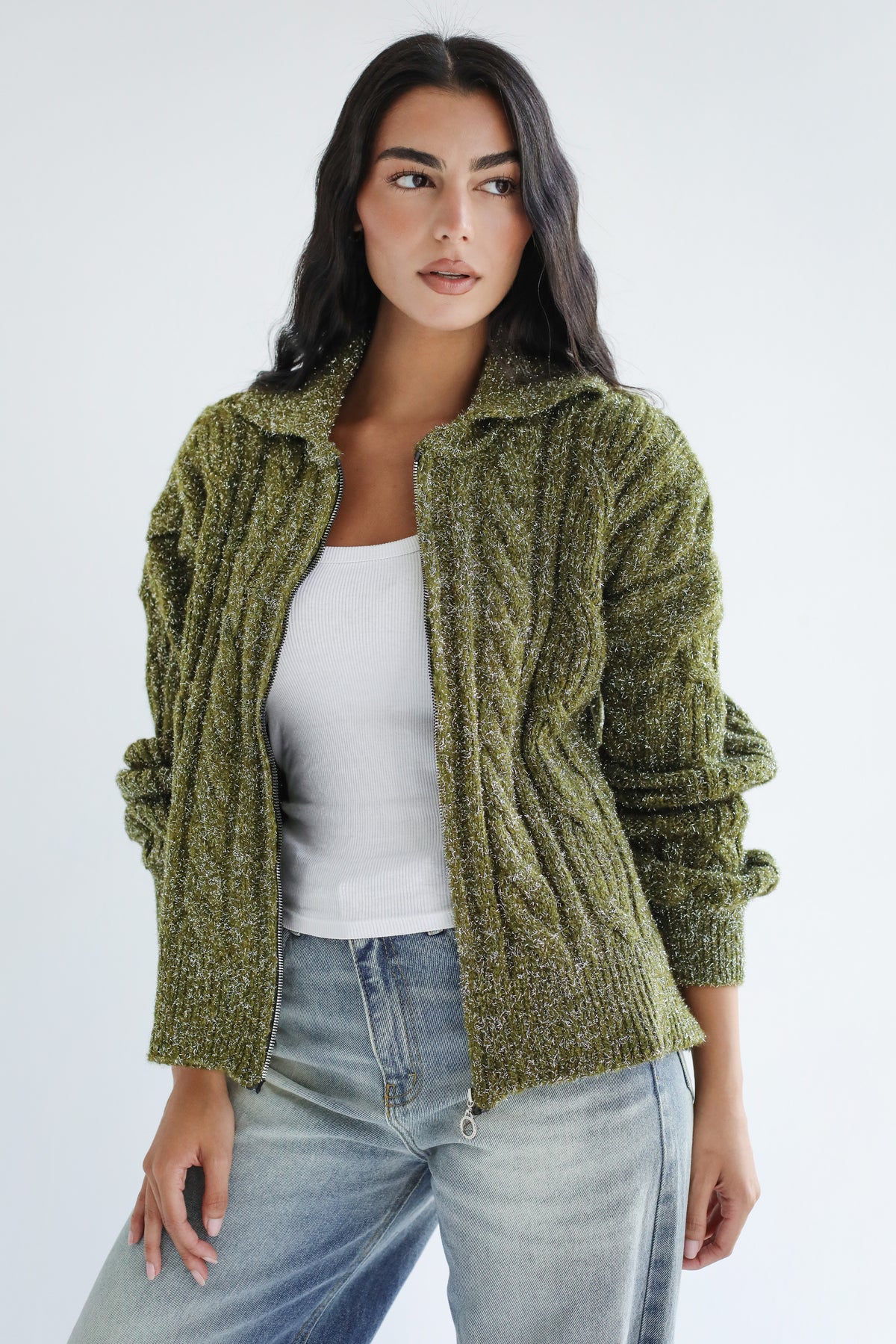 Too good to take off knit sweater - Olive