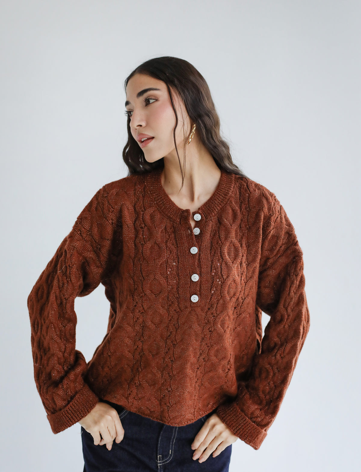 Sweet as you knit sweater - Rust