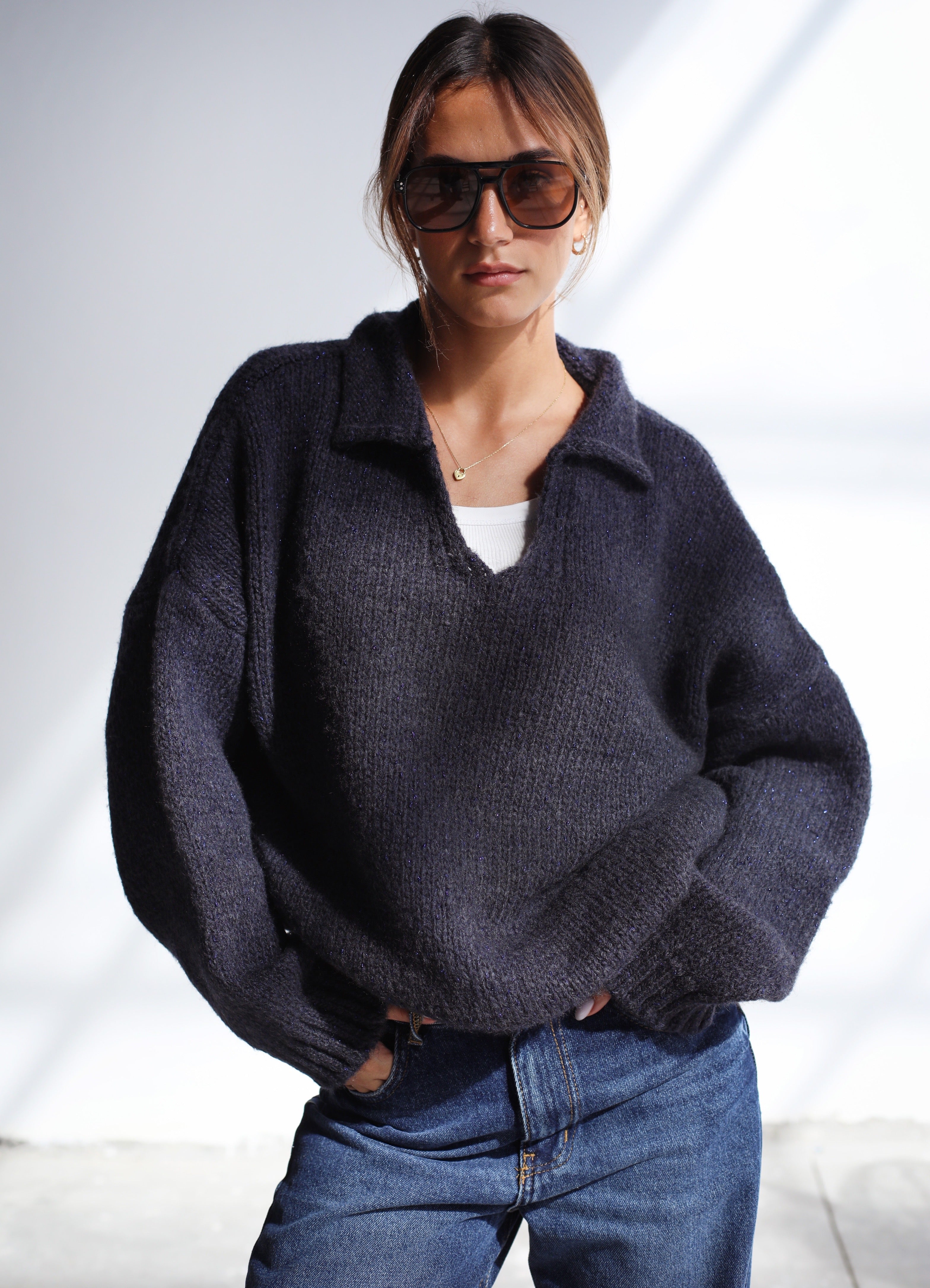 Time Of My Life Knit Sweater - Midnight Navy – Amalia