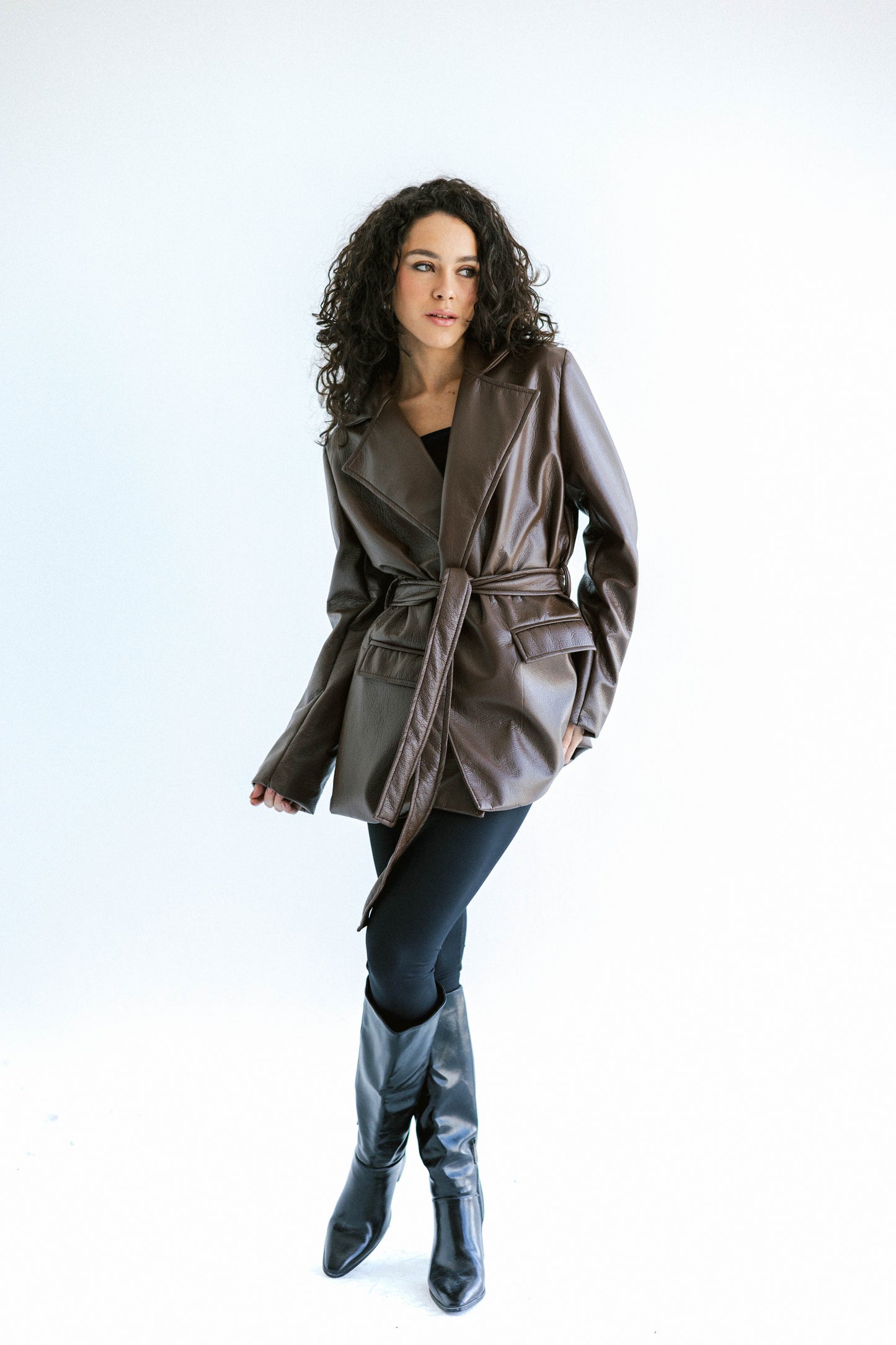 Going Places Leather Blazer (Long Version)  - Brown