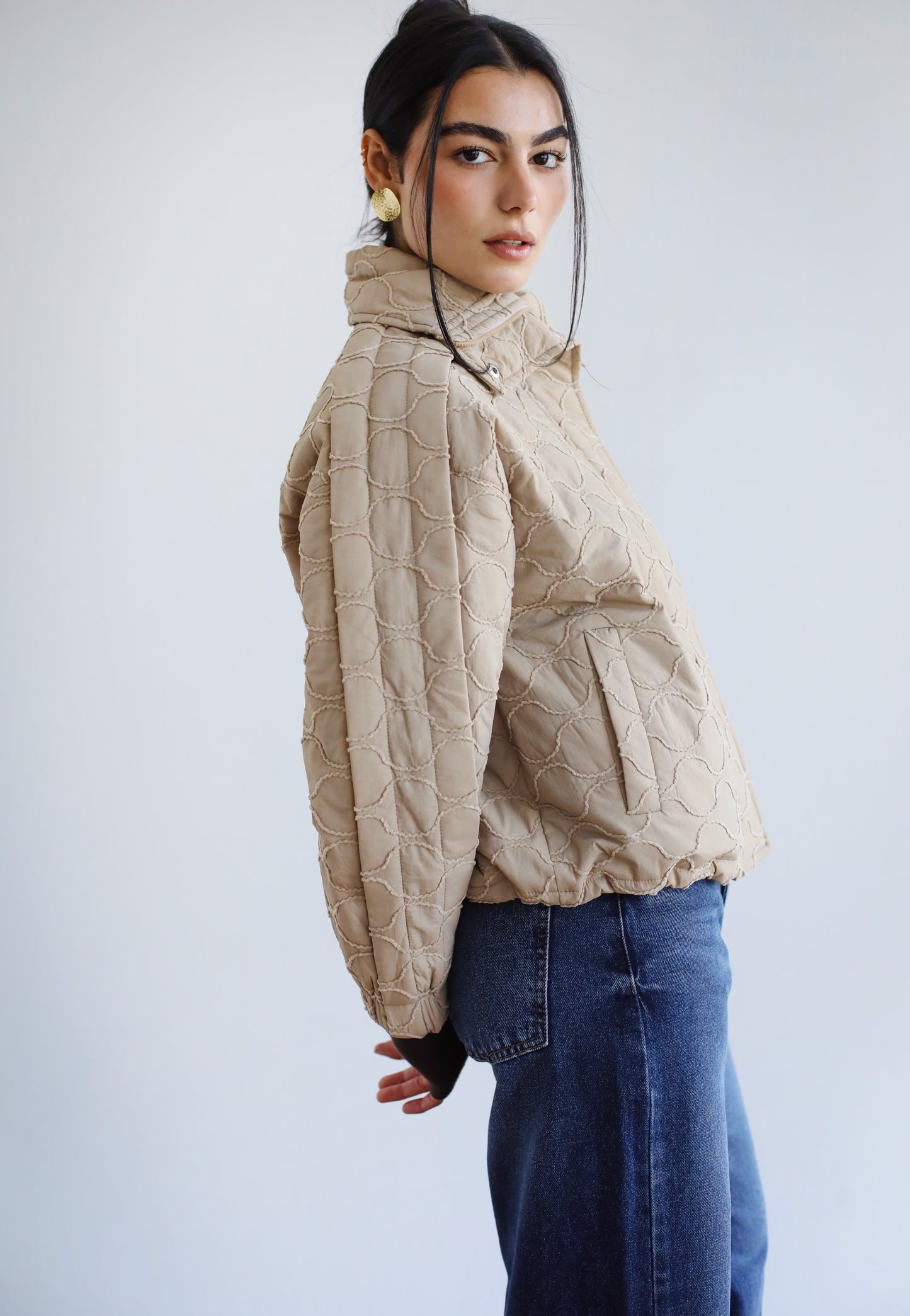 Around The World Bomber Jacket - Sandstone