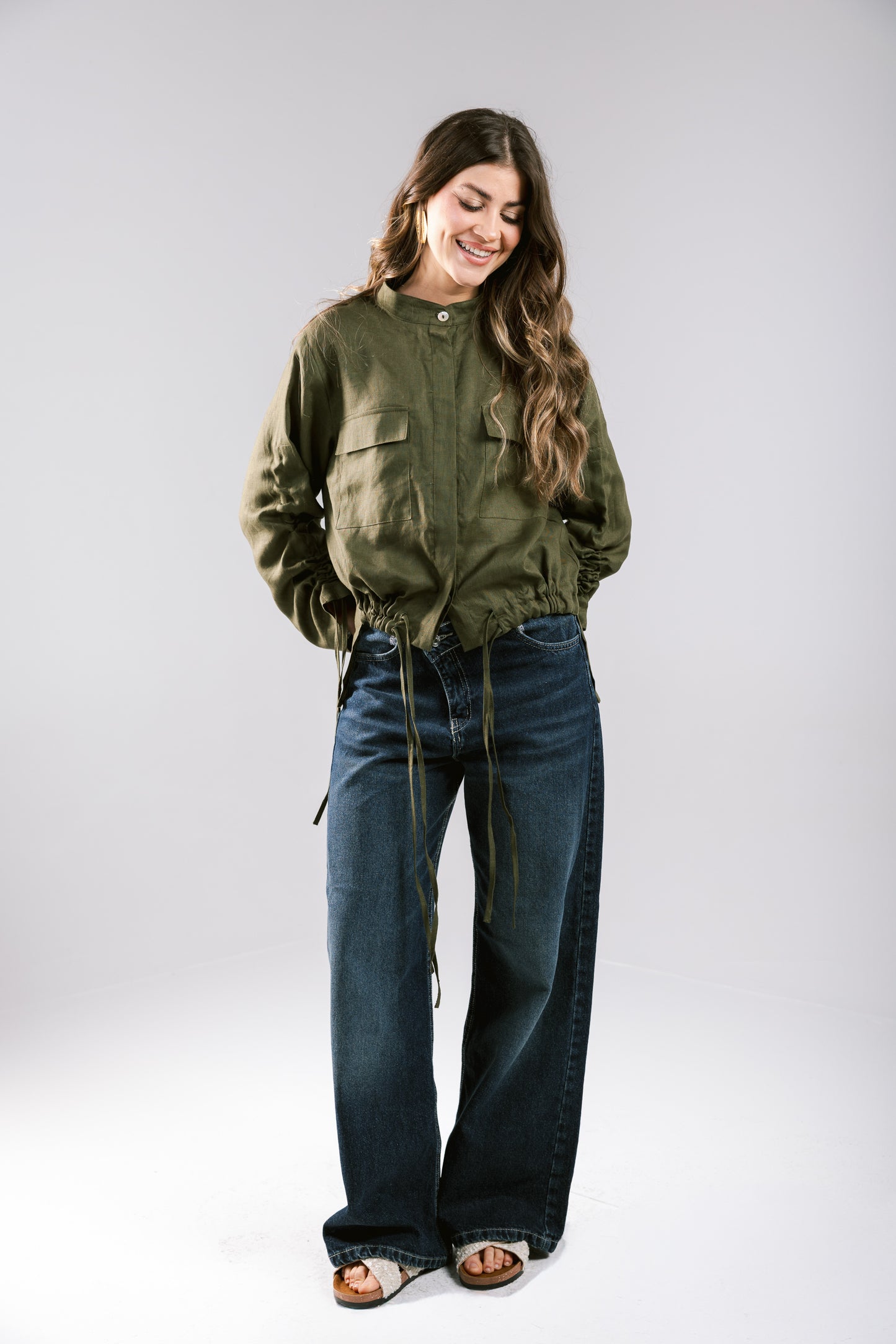 Pretty Fringes Linen Shirt - Olive