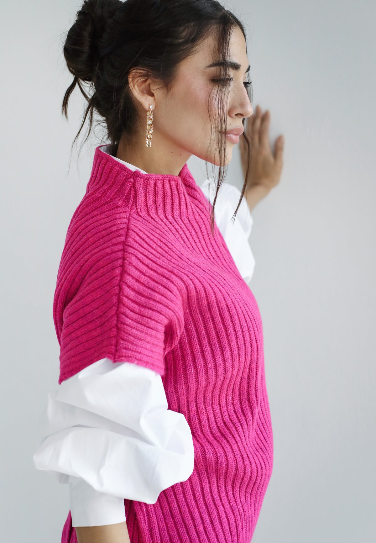 Sun Dazed Knit Vest - Fuchsia