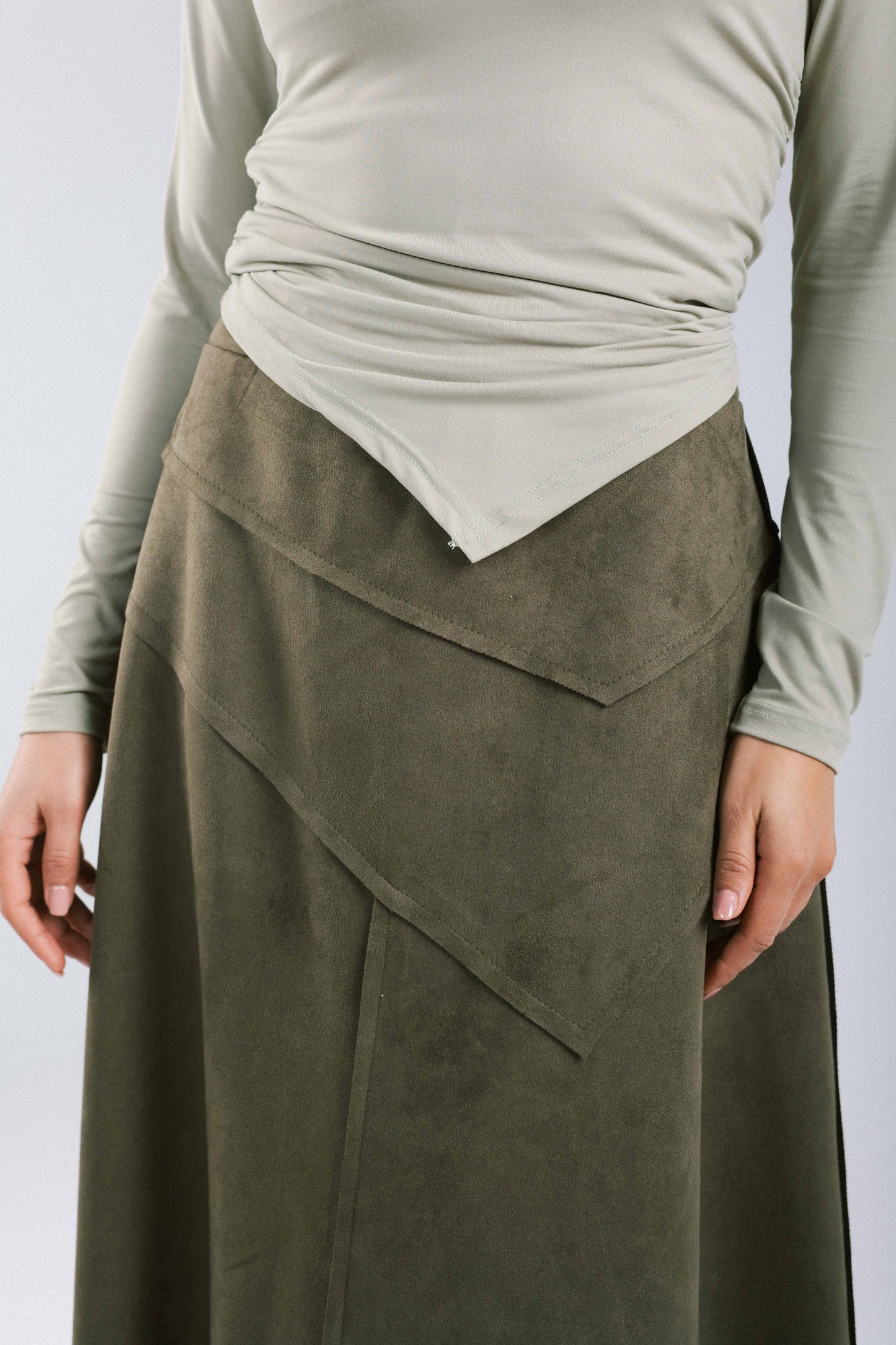 In Her Moment Suede Skirt - Olive