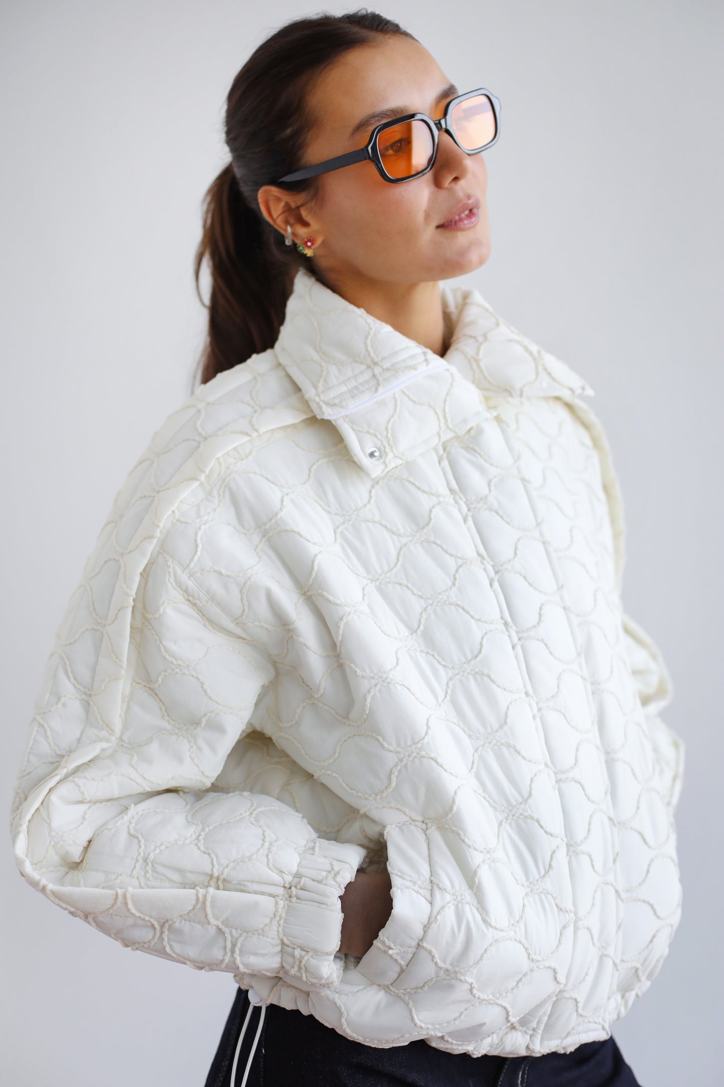Around The World Bomber Jacket - Ivory