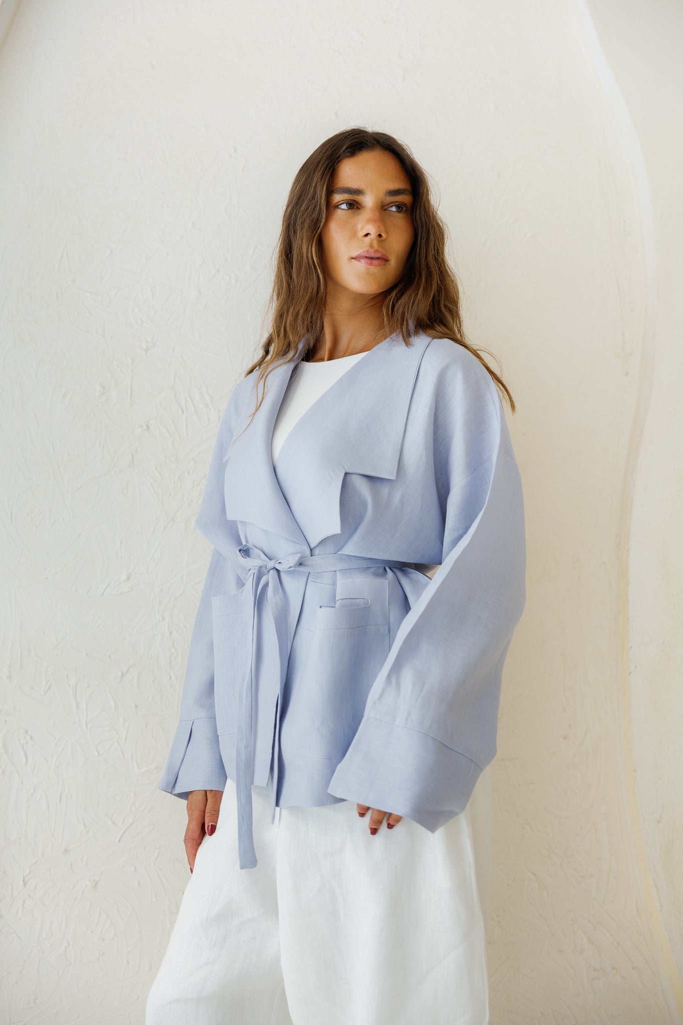 Full of Sunshine Linen Cardigan - Cloud Blue