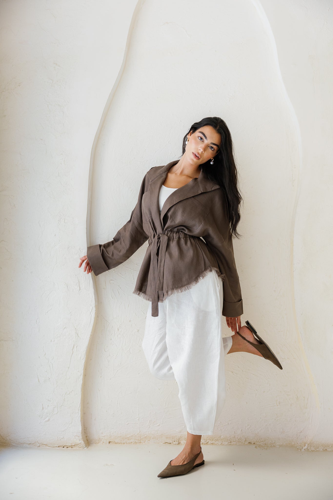 Amalia’s Signature Linen Top - Dusty Grey