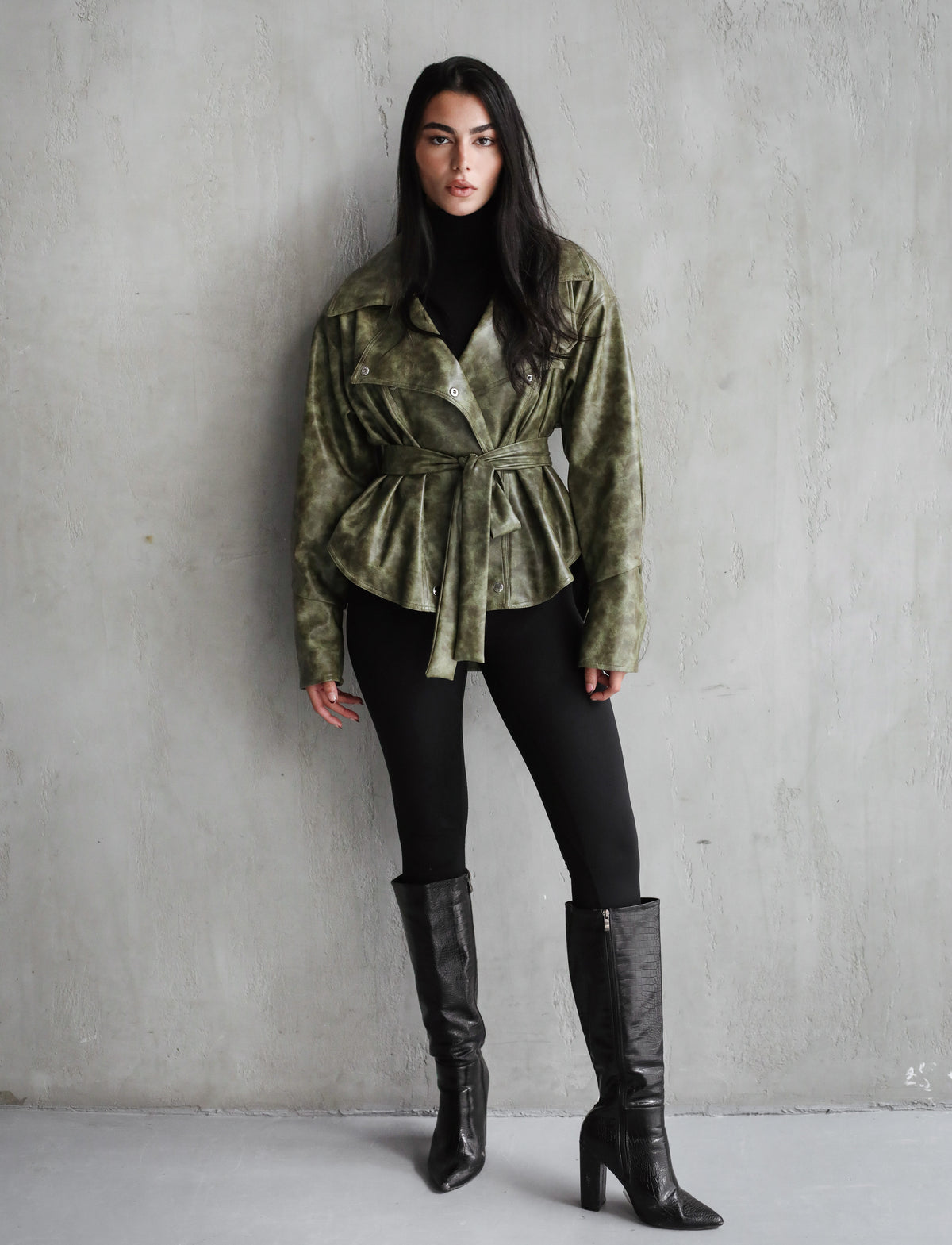 Not Your Basic Leather Jacket - Olive