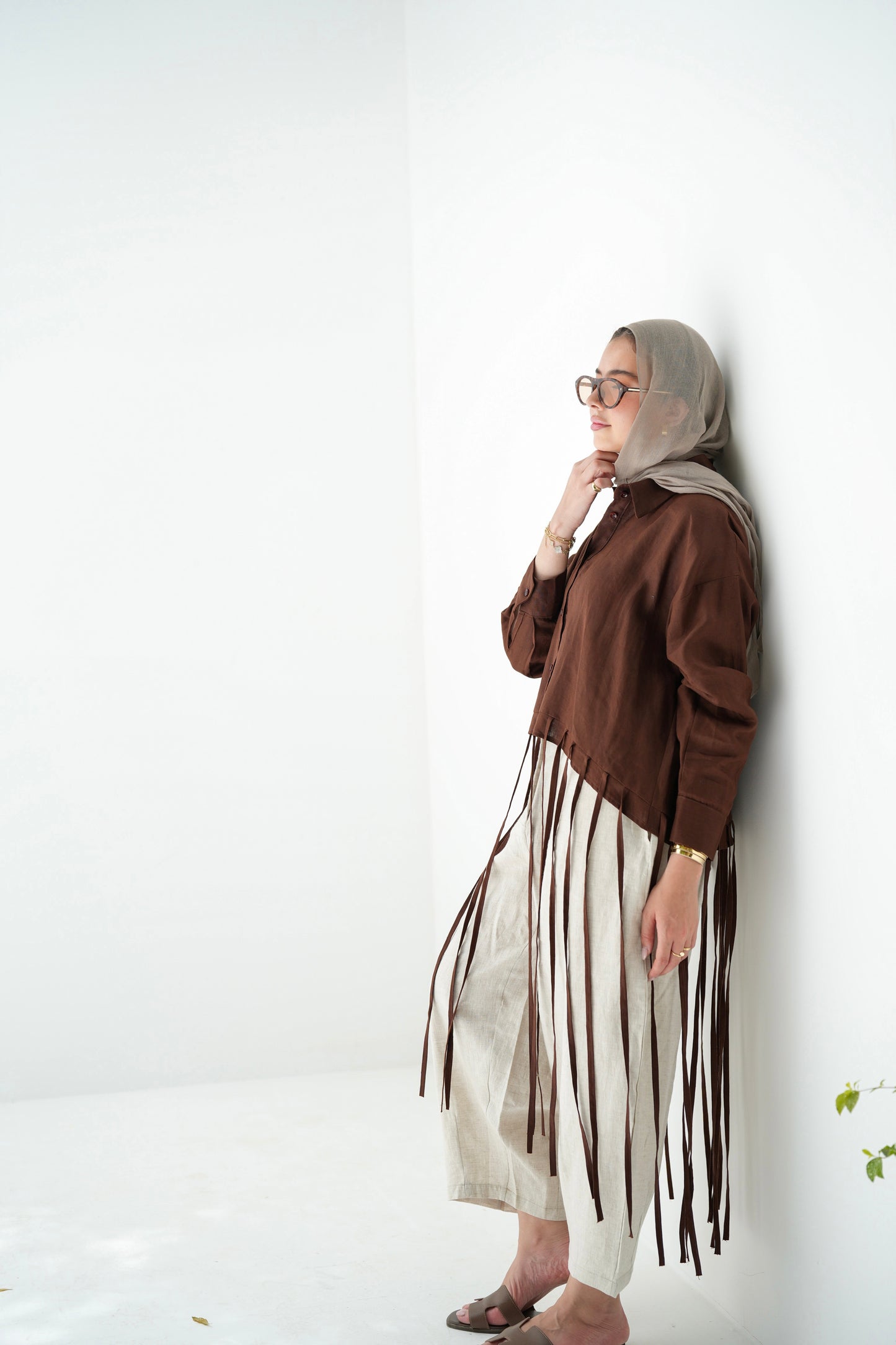 Girl’s Girl Linen Top - Brown
