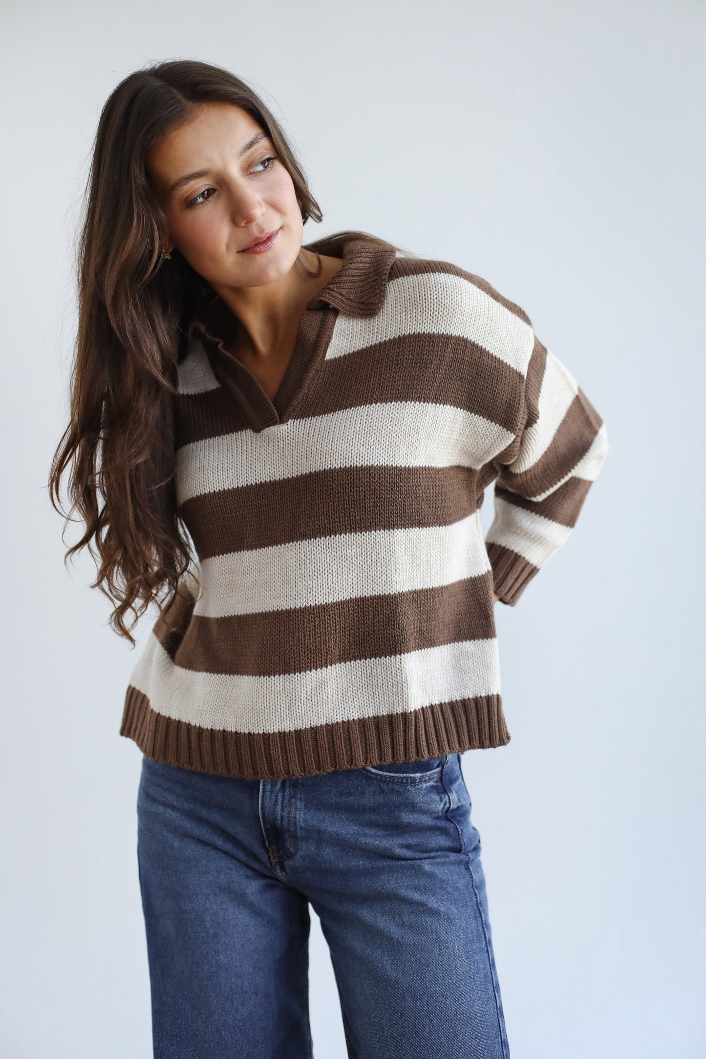Cozy Striped Sweatshirt in Brown