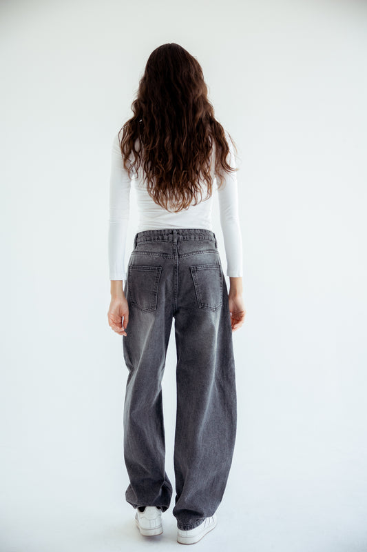 One and Only Balloon Denim Pants - Washed Grey