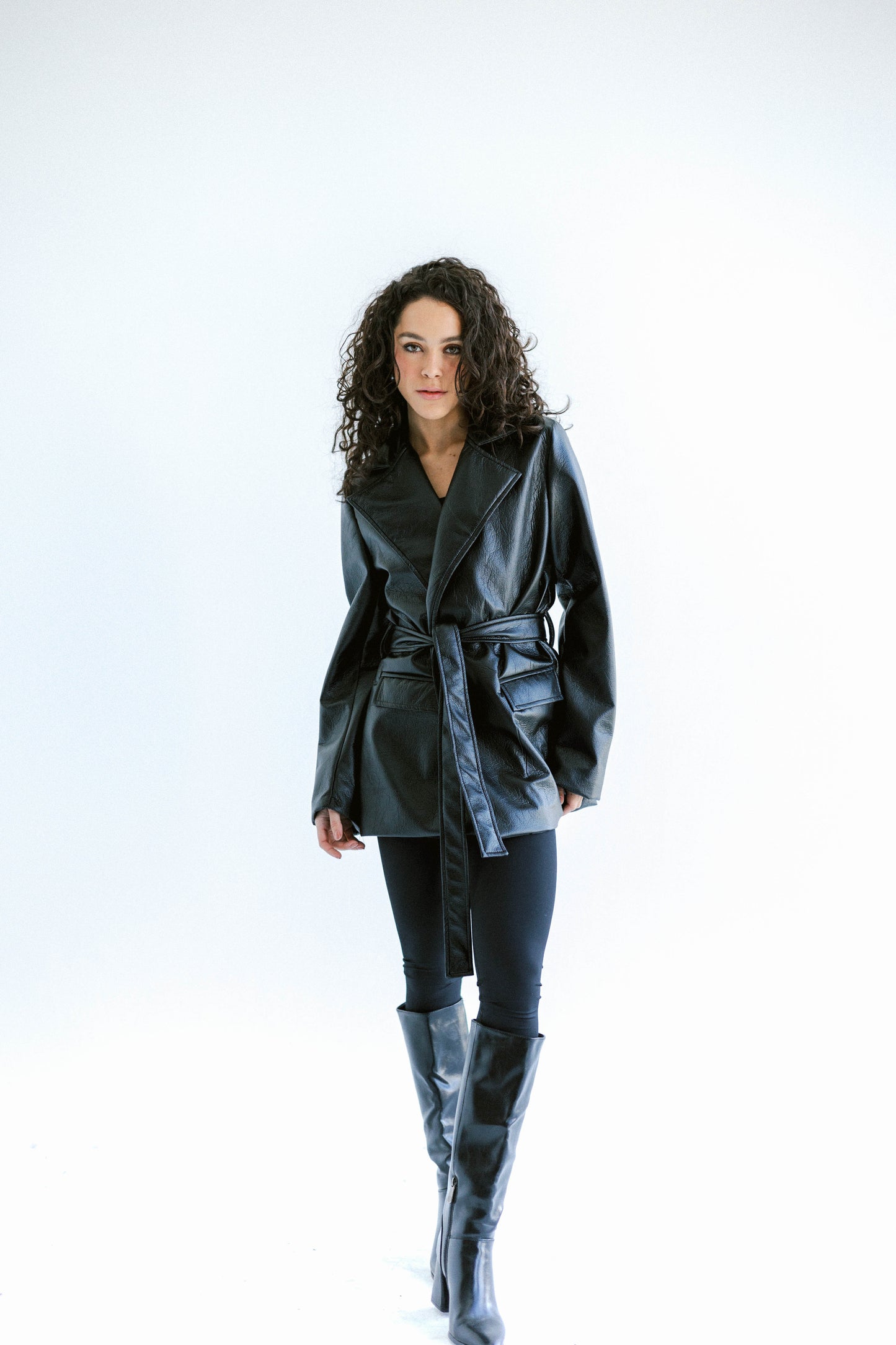 Going Places Leather Blazer (Long Version)  - Black