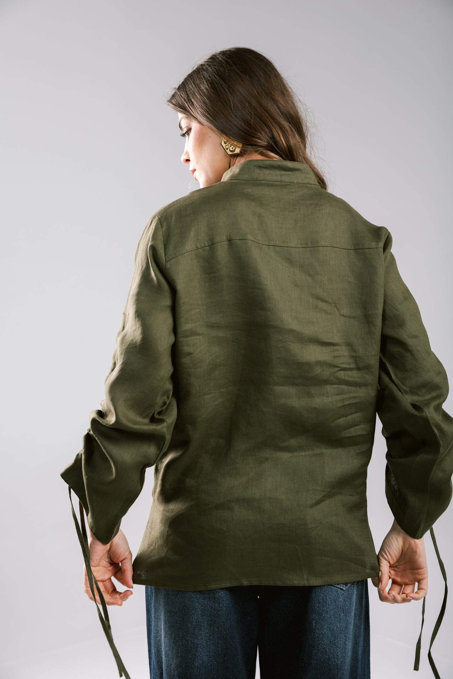 Pretty Fringes Linen Shirt - Olive