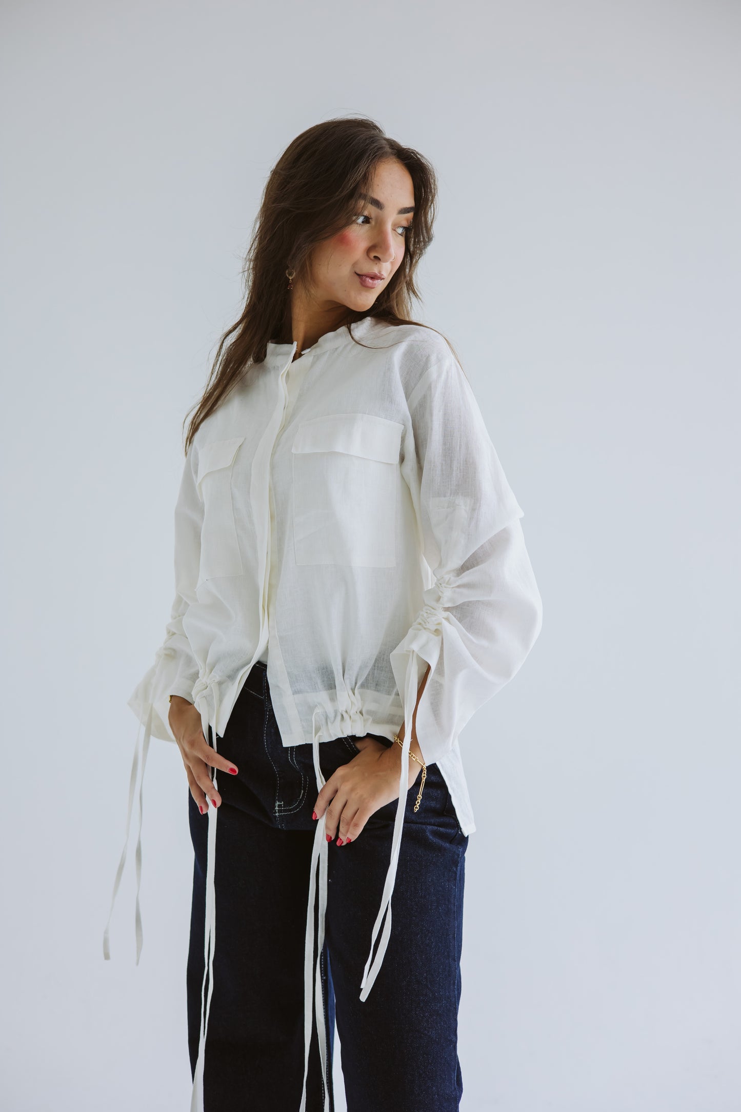 Pretty Fringes Linen Shirt - White