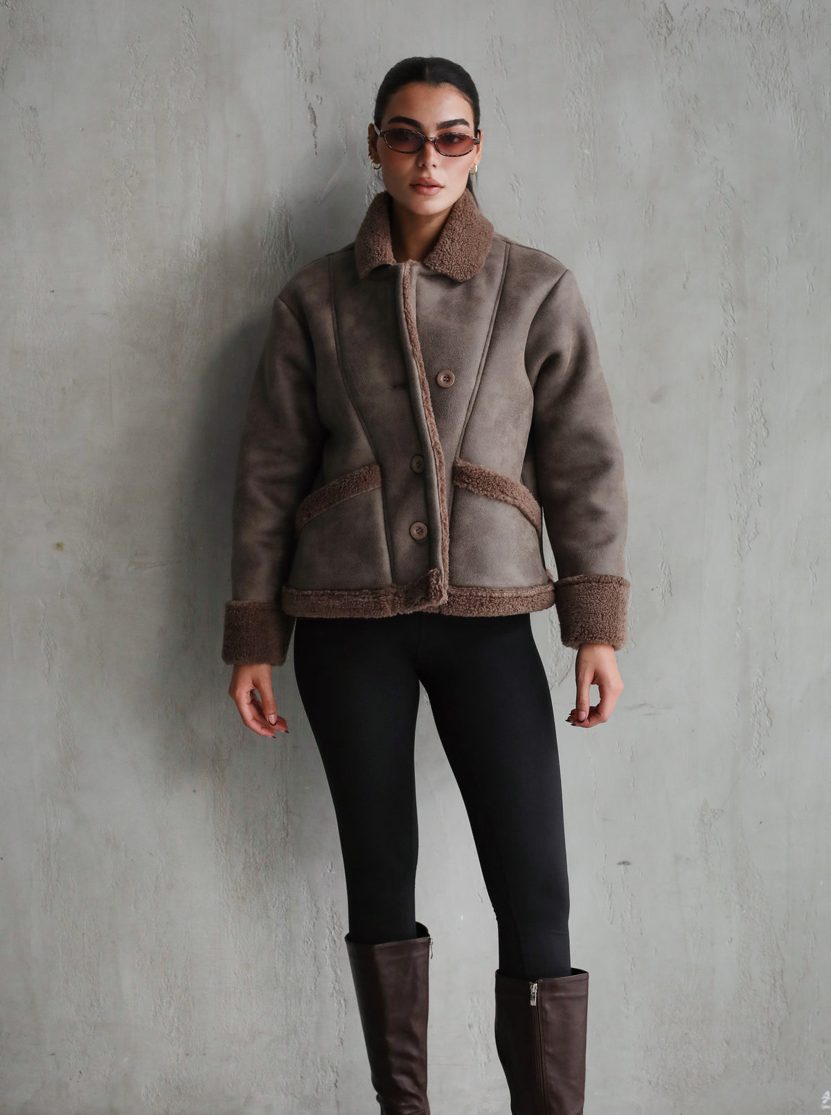 Feeling Cozy Shearling Jacket - Brown