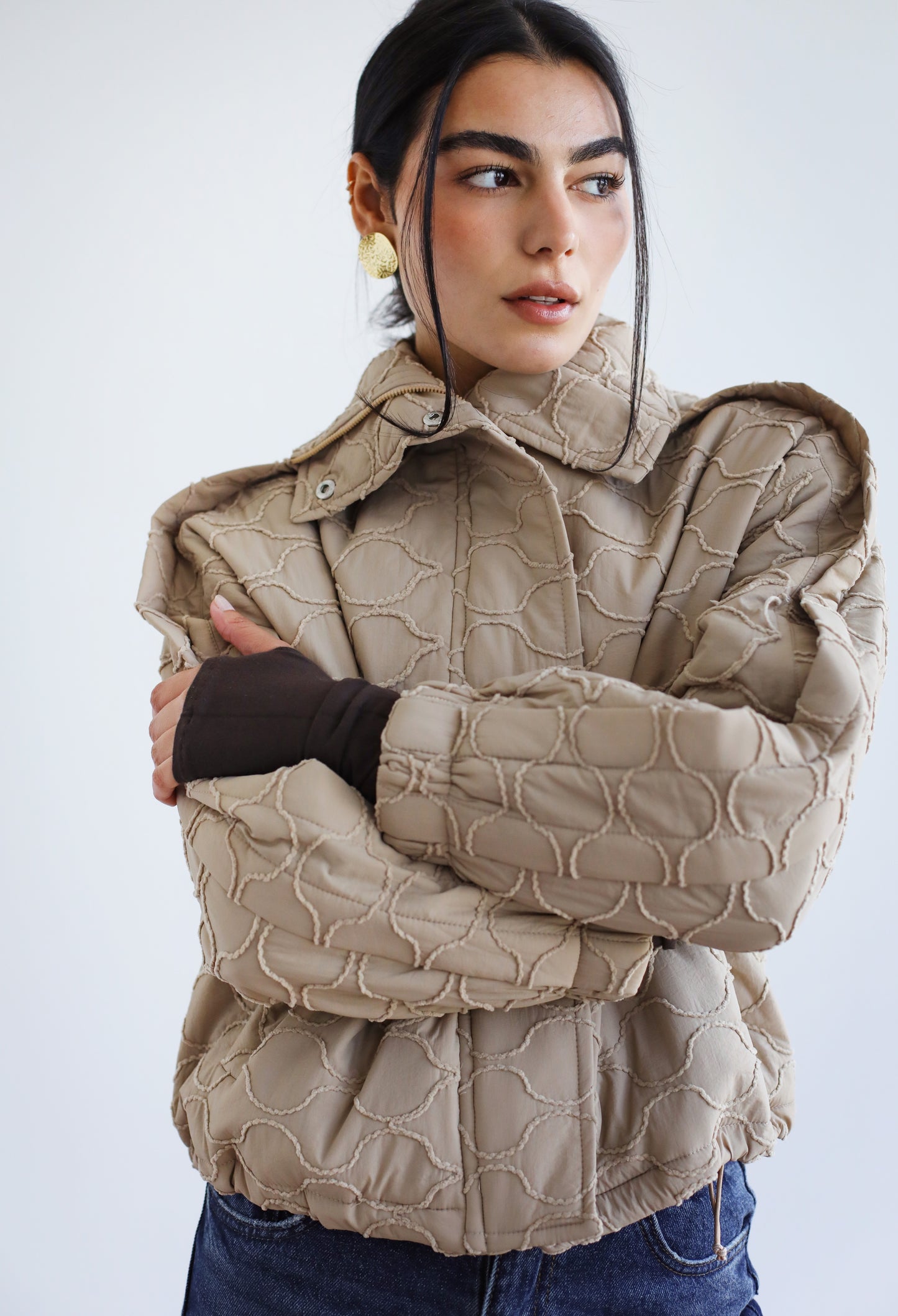 Around The World Bomber Jacket - Sandstone