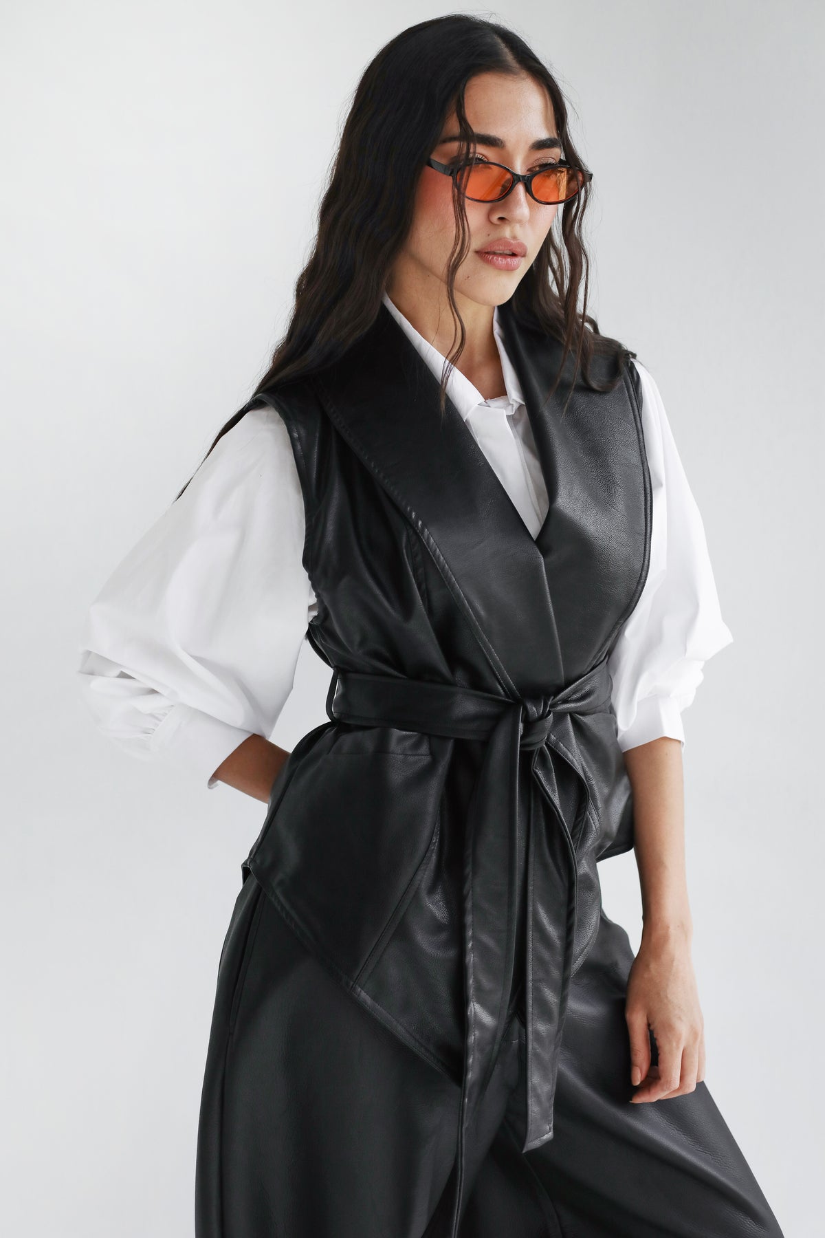 Smart Move Leather Vest in Black