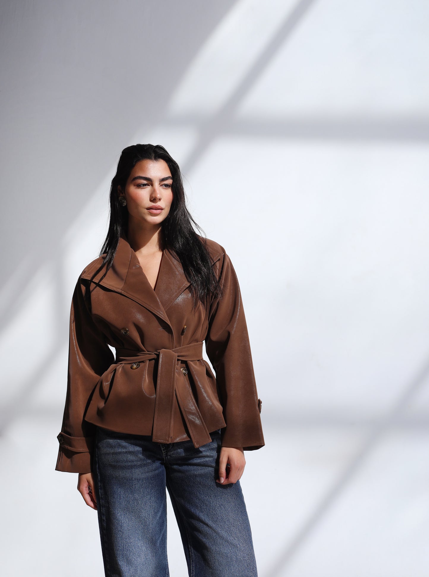 Cool Rider Faux Leather Jacket - Brown