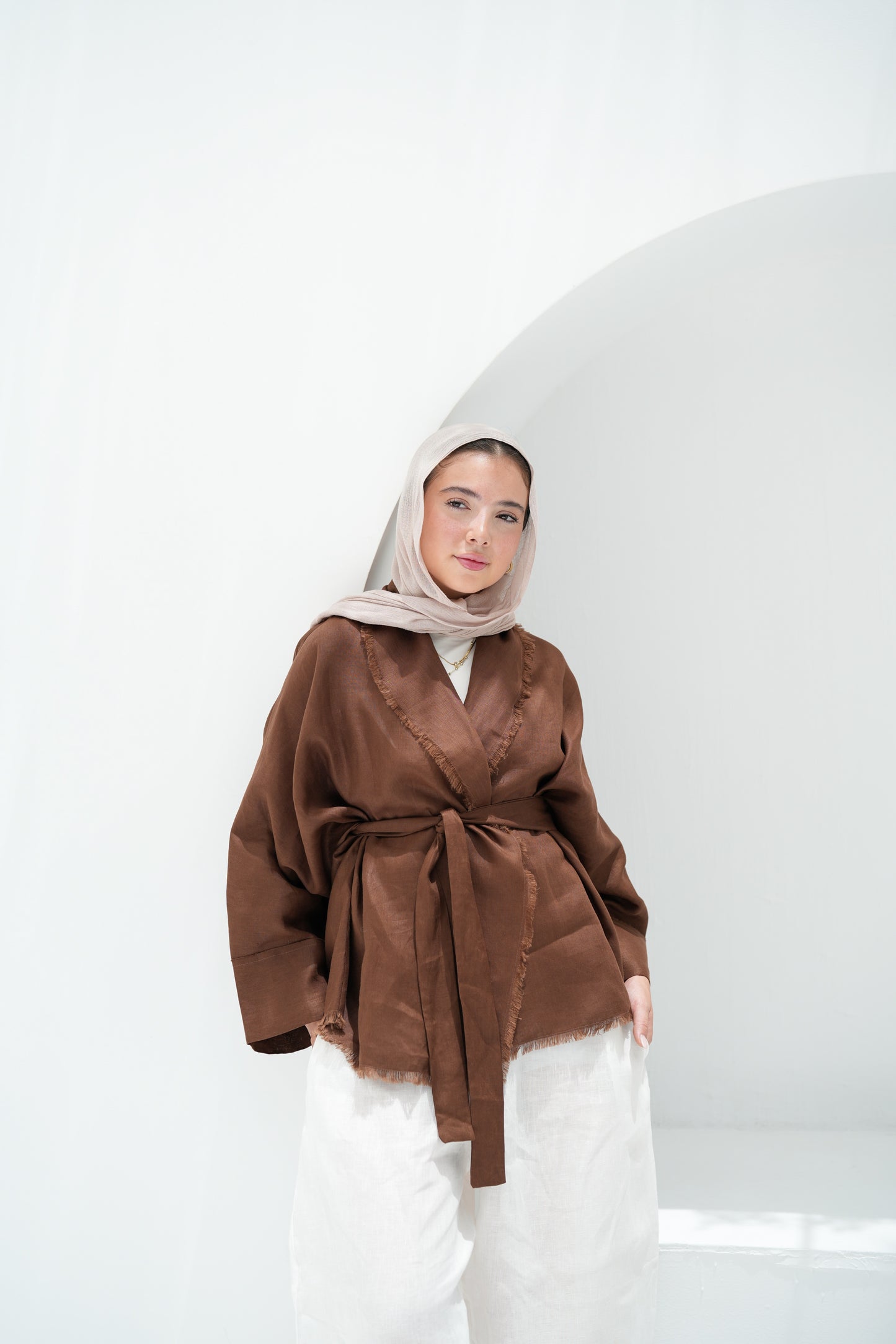 Sun Chaser Linen Cardigan - Brown