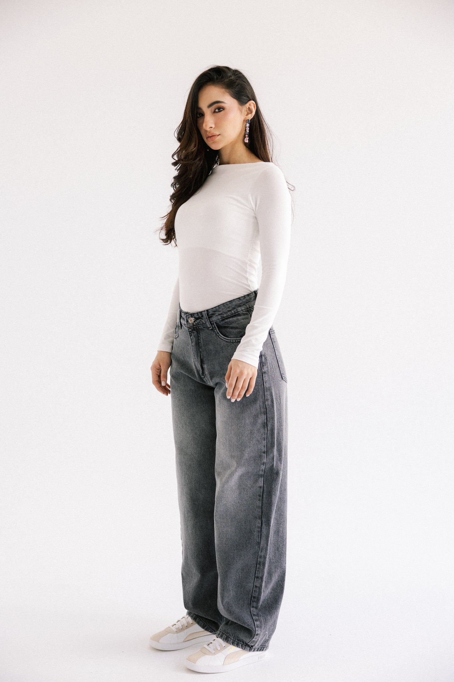 One and Only Balloon Denim Pants - Washed Grey