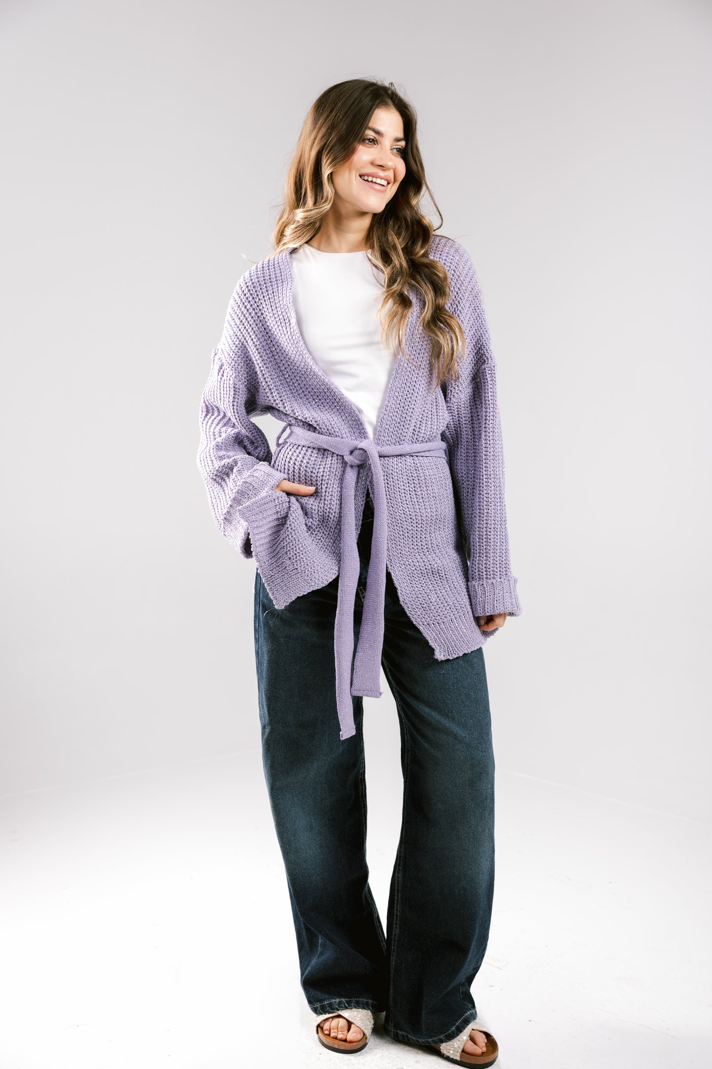 Crystal Skies Crochet Cardigan - Lilac