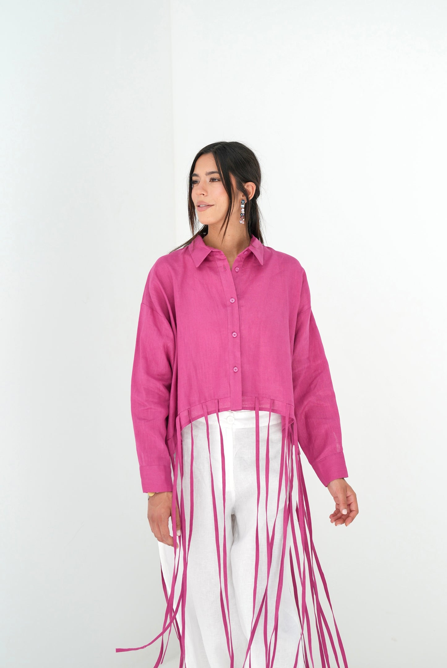 Girl’s Girl Linen Top - Berry Pink
