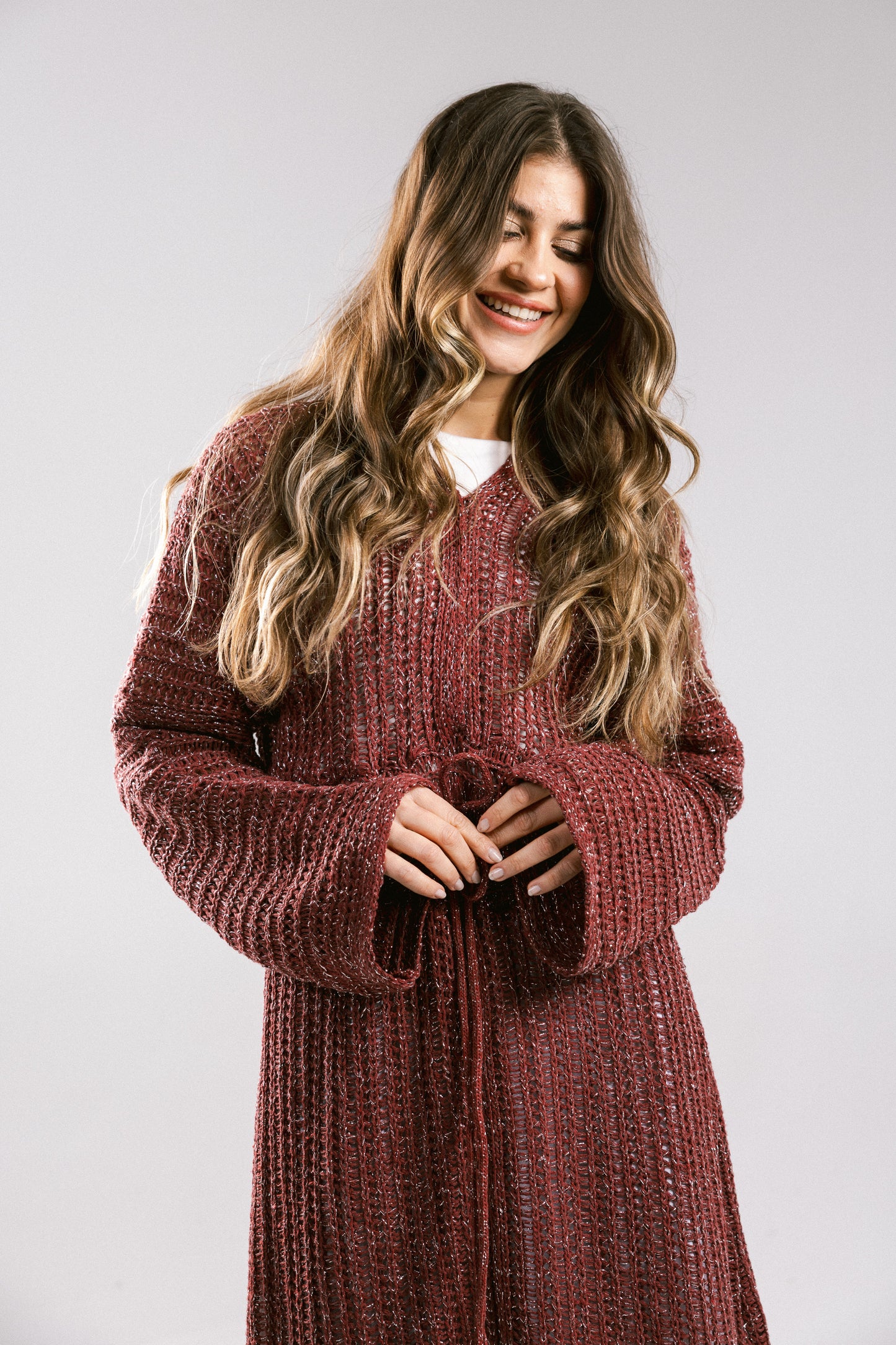Sunbeam Crochet Coverup Dress - Burgundy