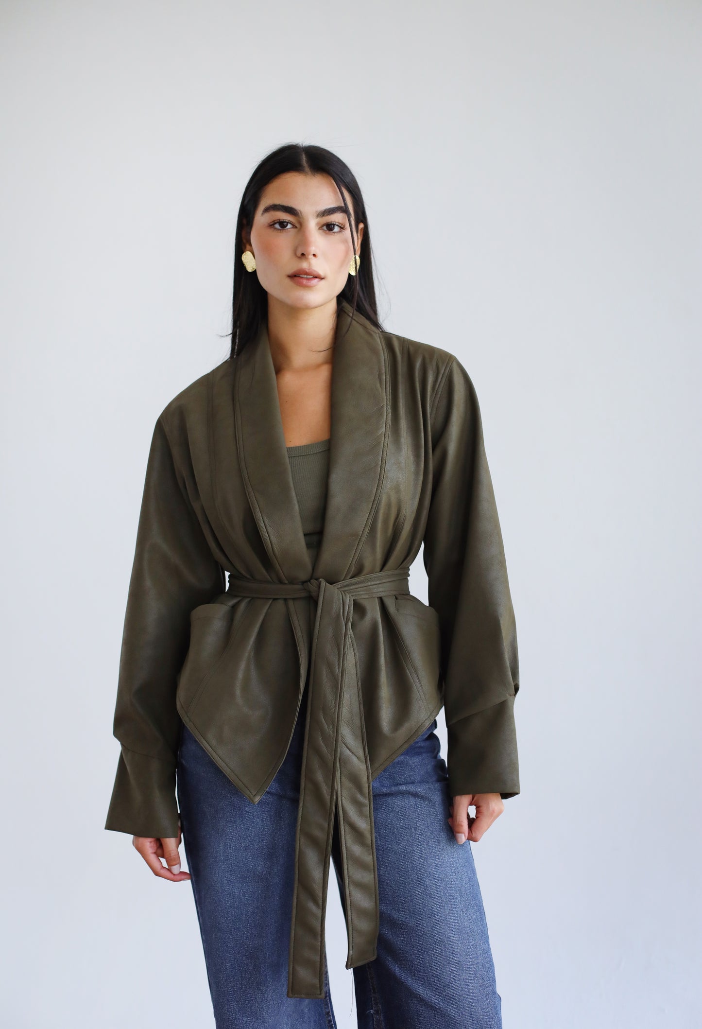 Risk Taker Leather Jacket - Olive