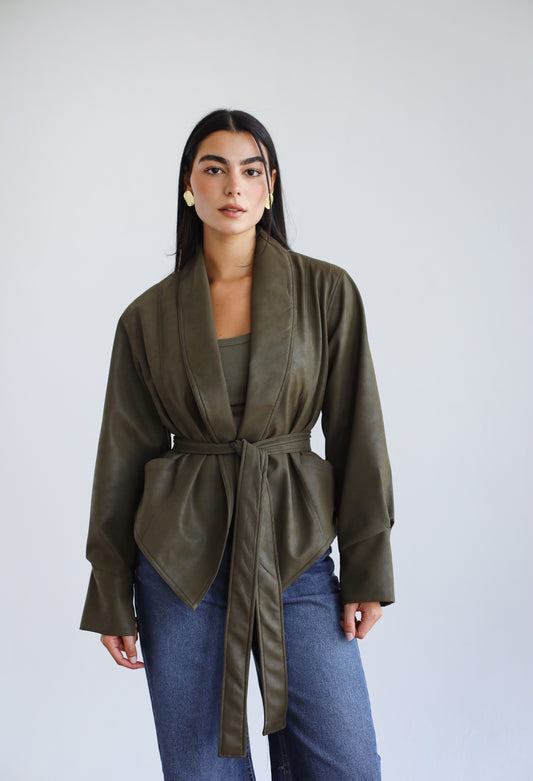 Risk Taker Leather Jacket - Olive