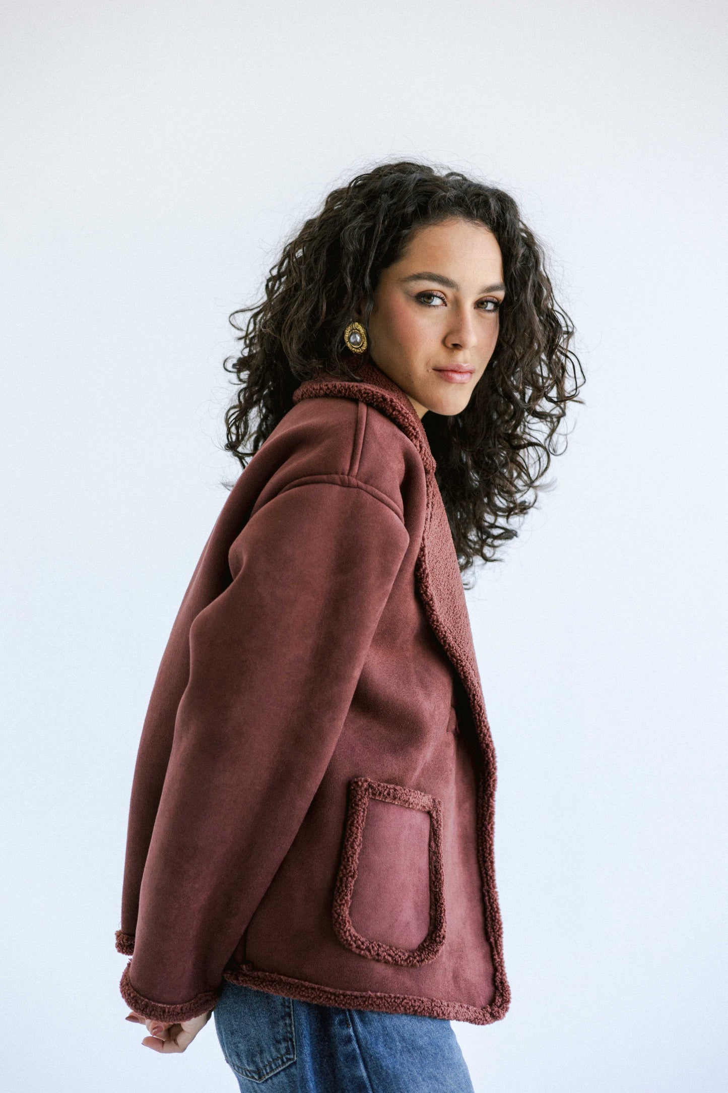 Warmth Shearling Jacket - Burgundy