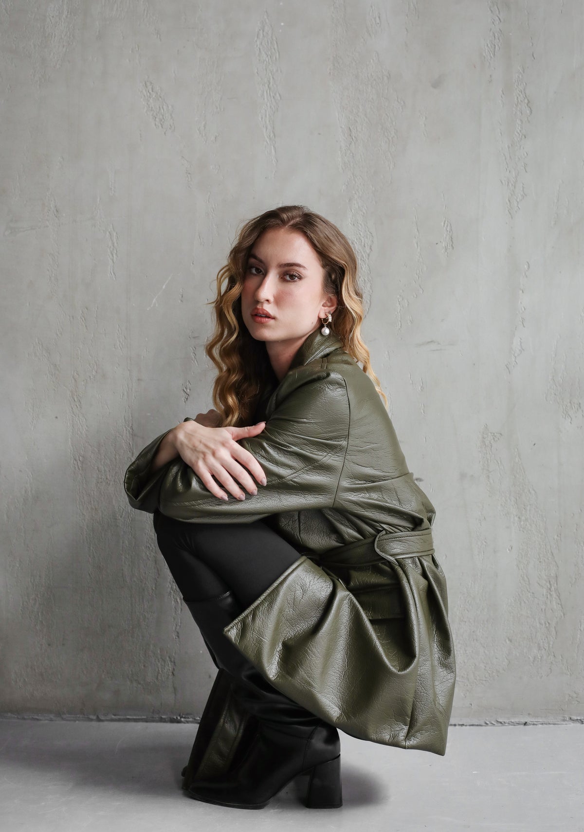 Going Places Leather Blazer (Long Version)  - Olive
