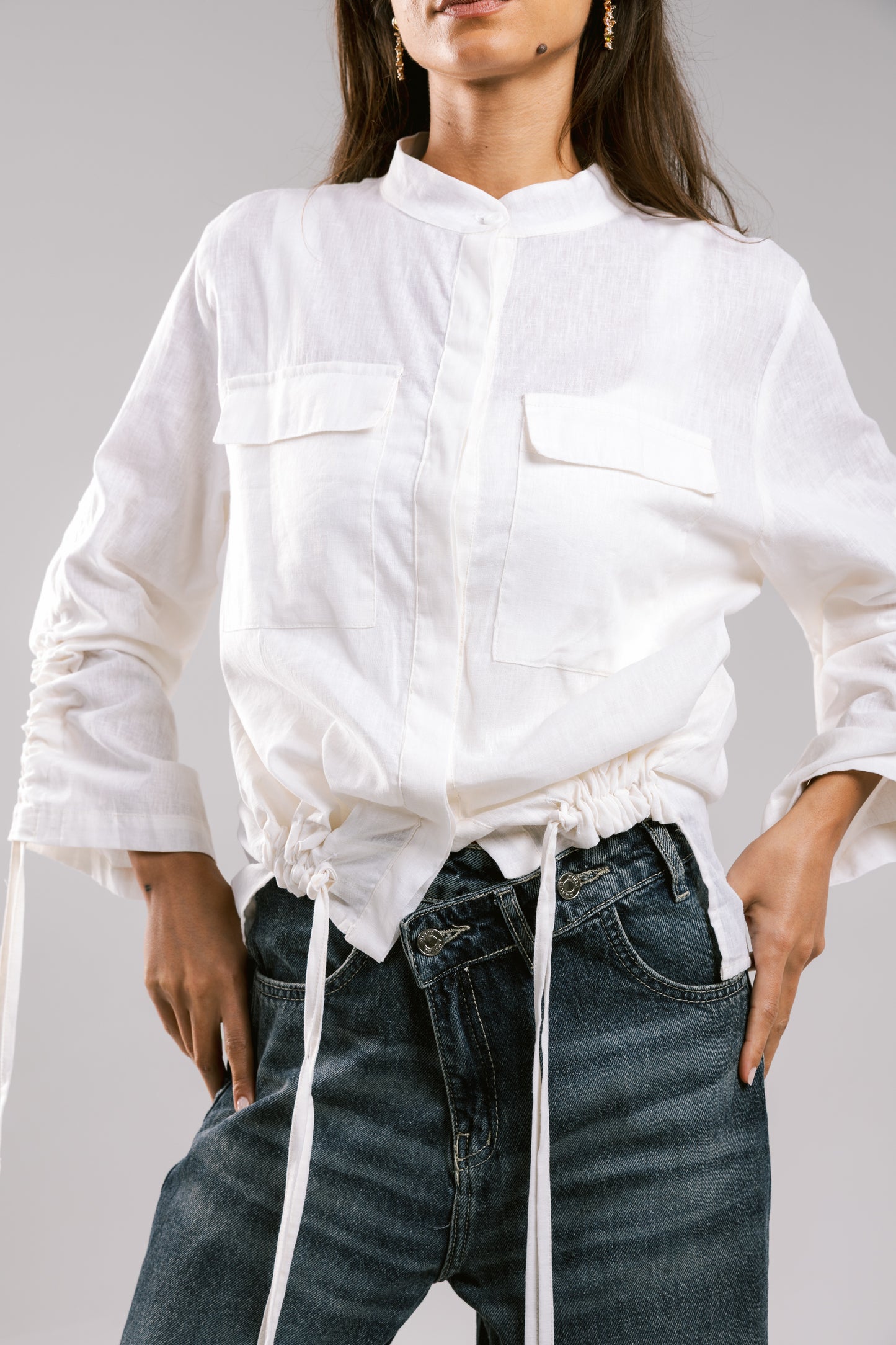Pretty Fringes Linen Shirt - White