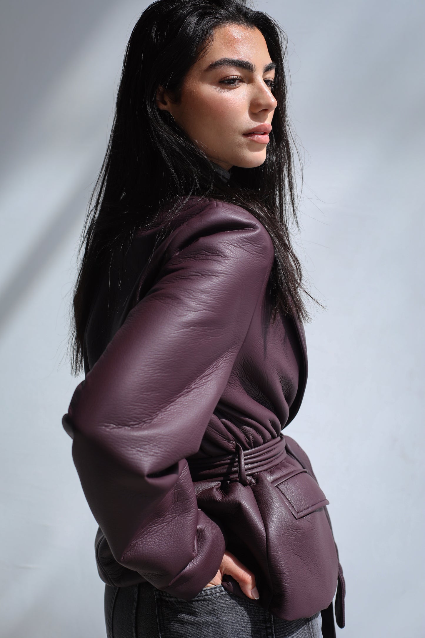 Going Places Leather Blazer - Burgundy