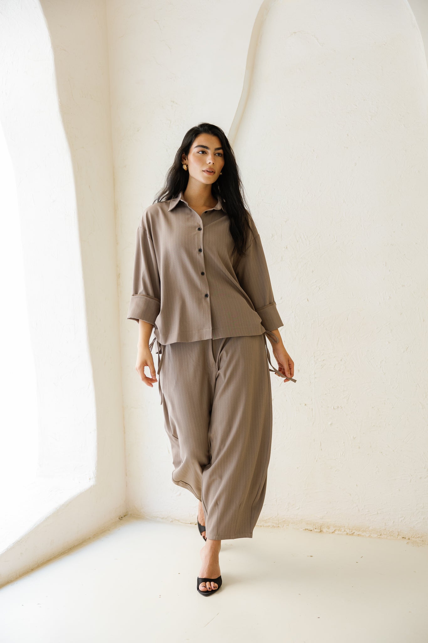 Perfect Tones Striped Set - Taupe