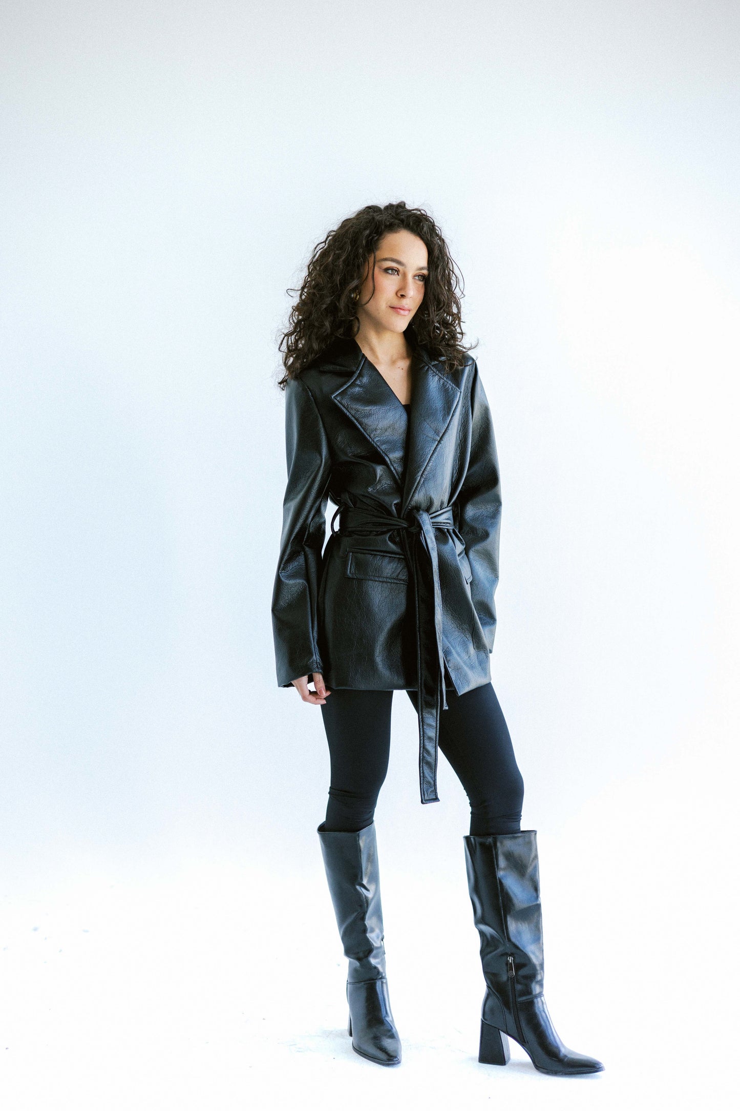 Going Places Leather Blazer (Long Version)  - Black
