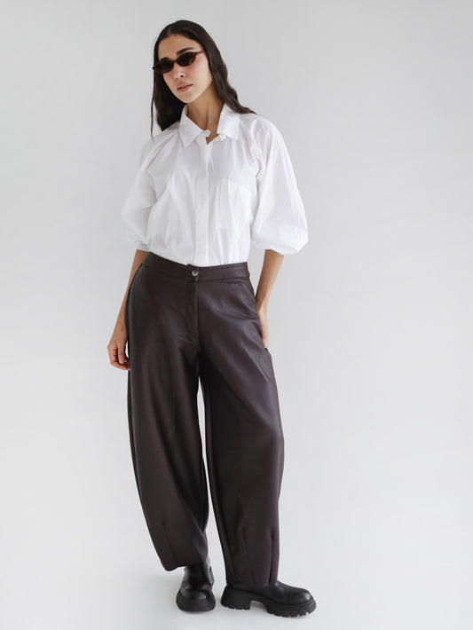 Essential Balloon Leather Pants - Brown