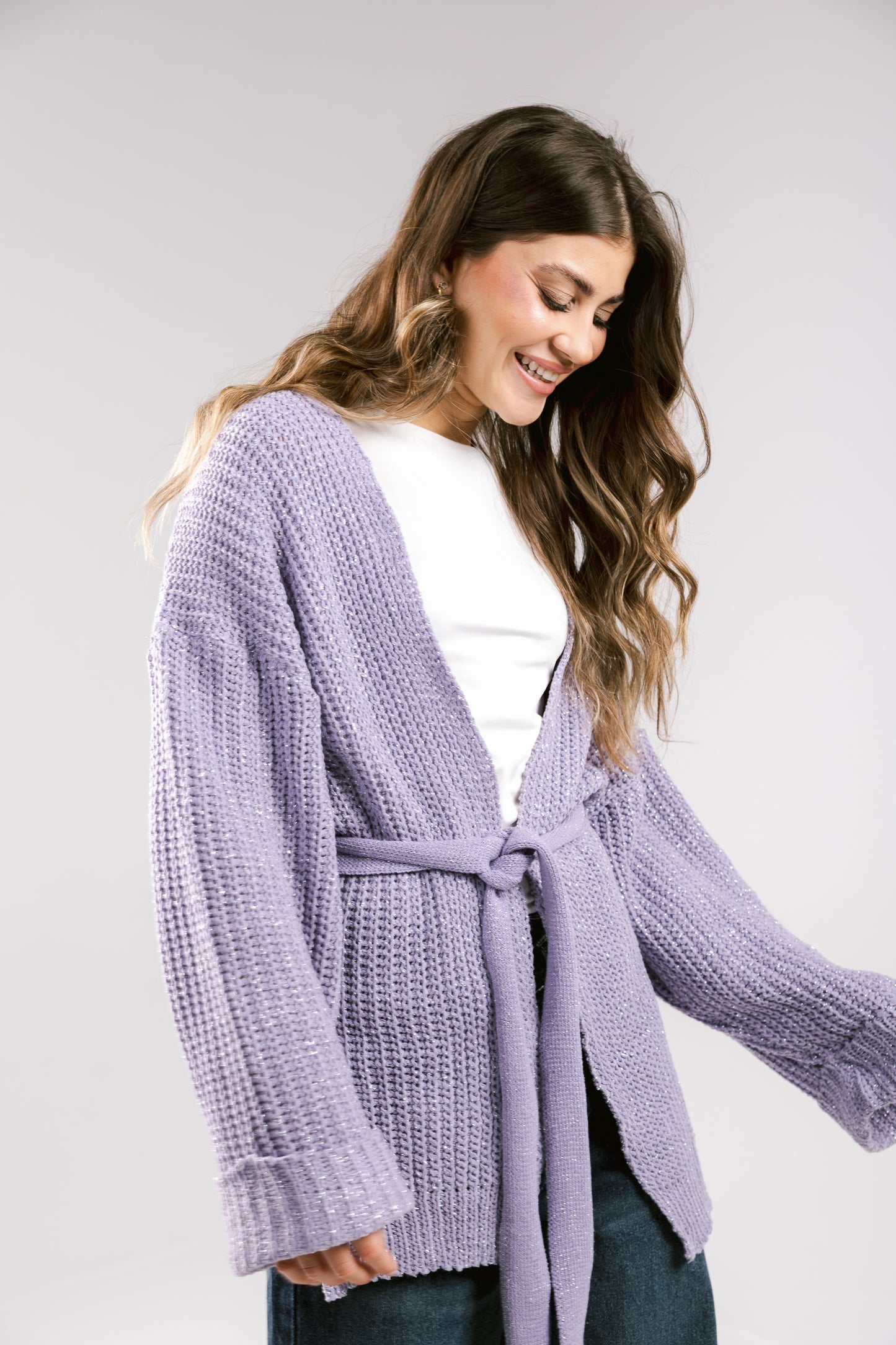 Crystal Skies Crochet Cardigan - Lilac