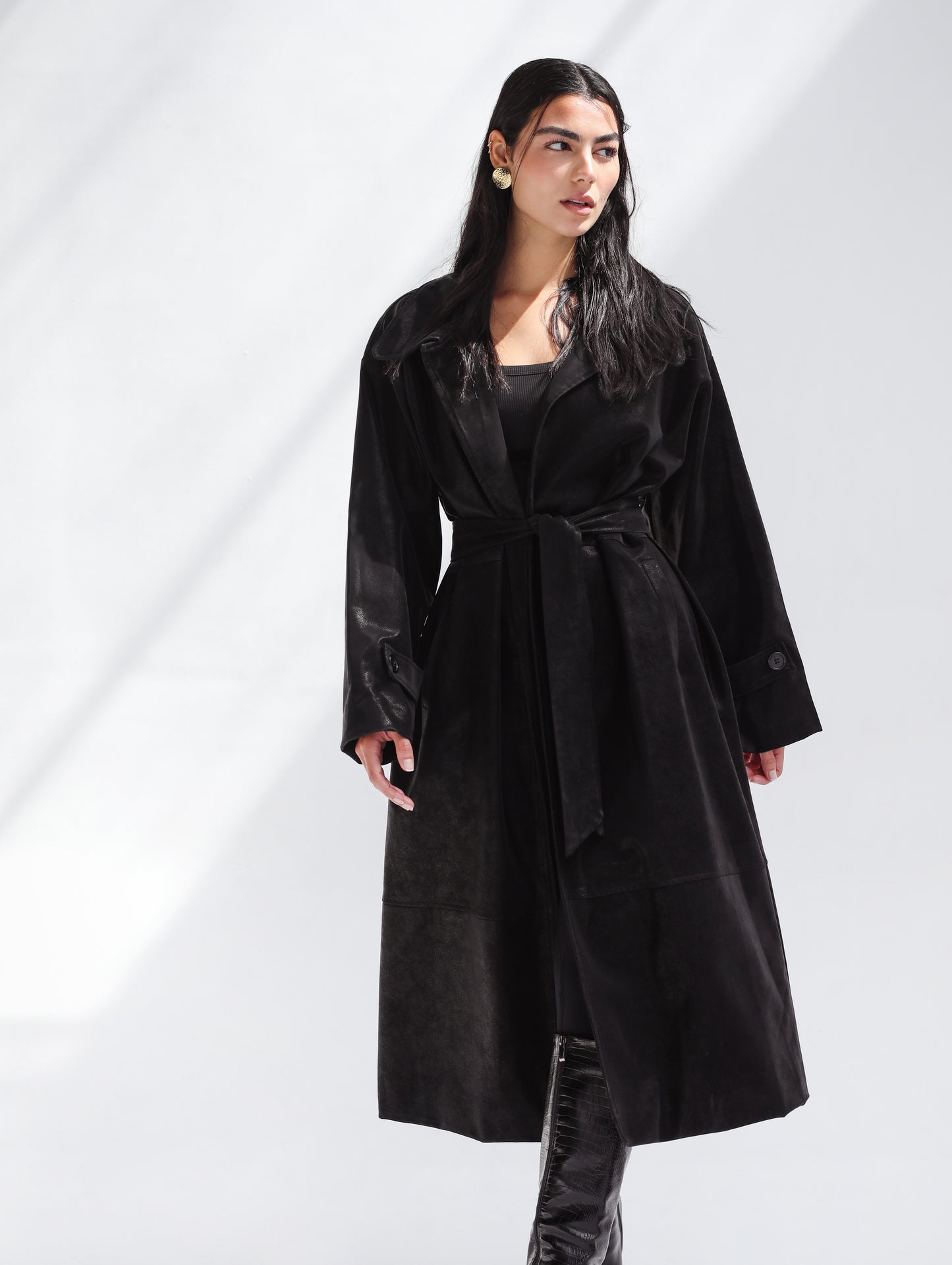 Rock it Leather Trench in Black