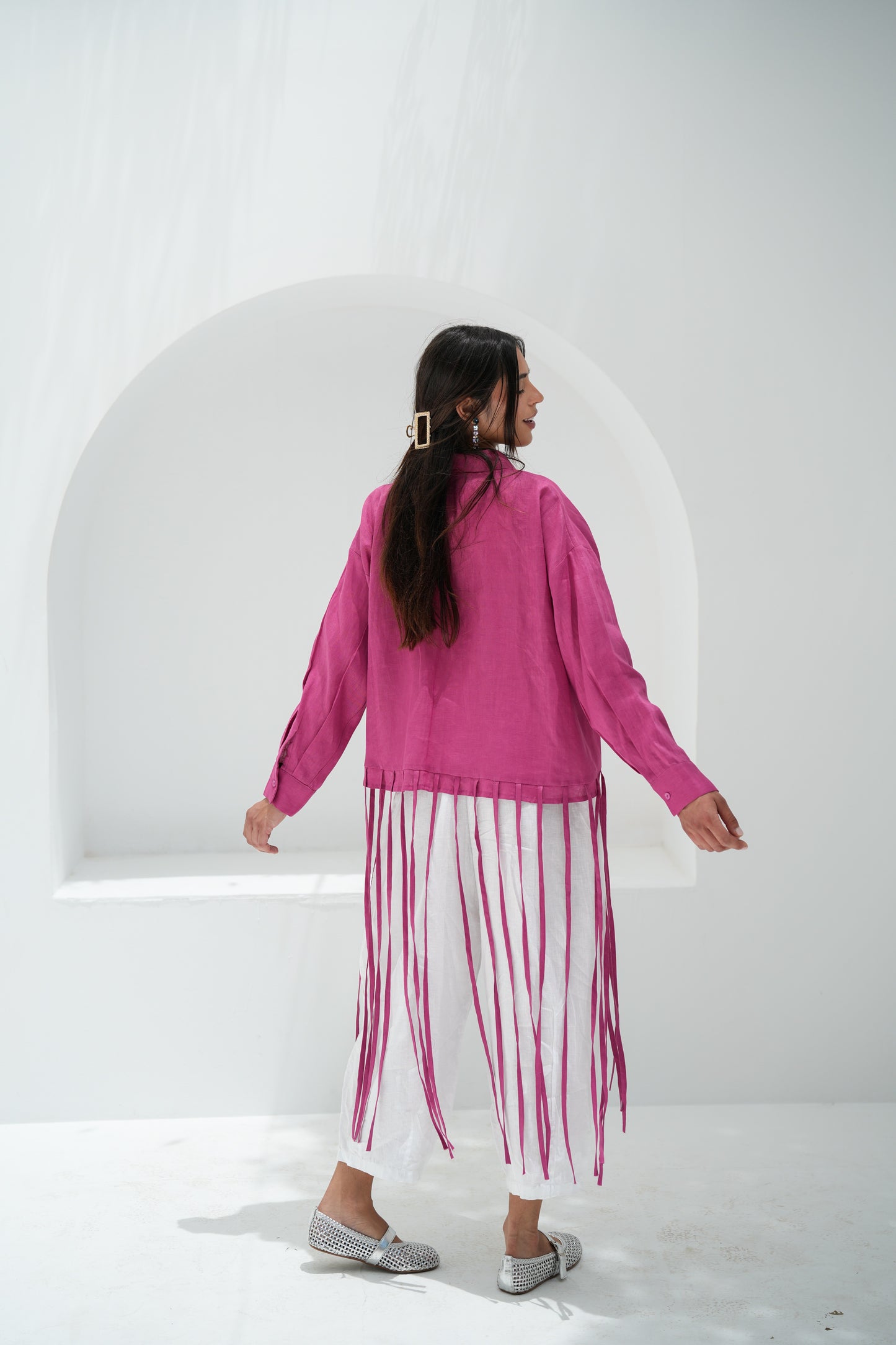 Girl’s Girl Linen Top - Berry Pink