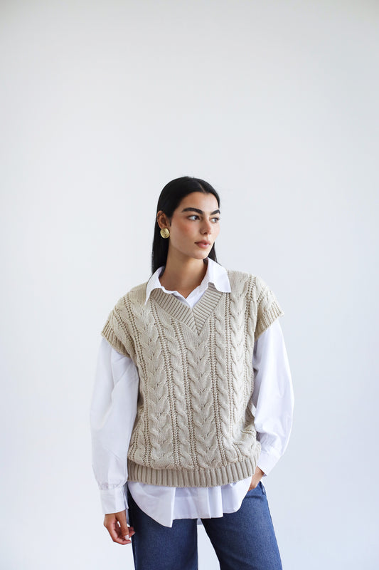 Never Better Knit Vest - Beige